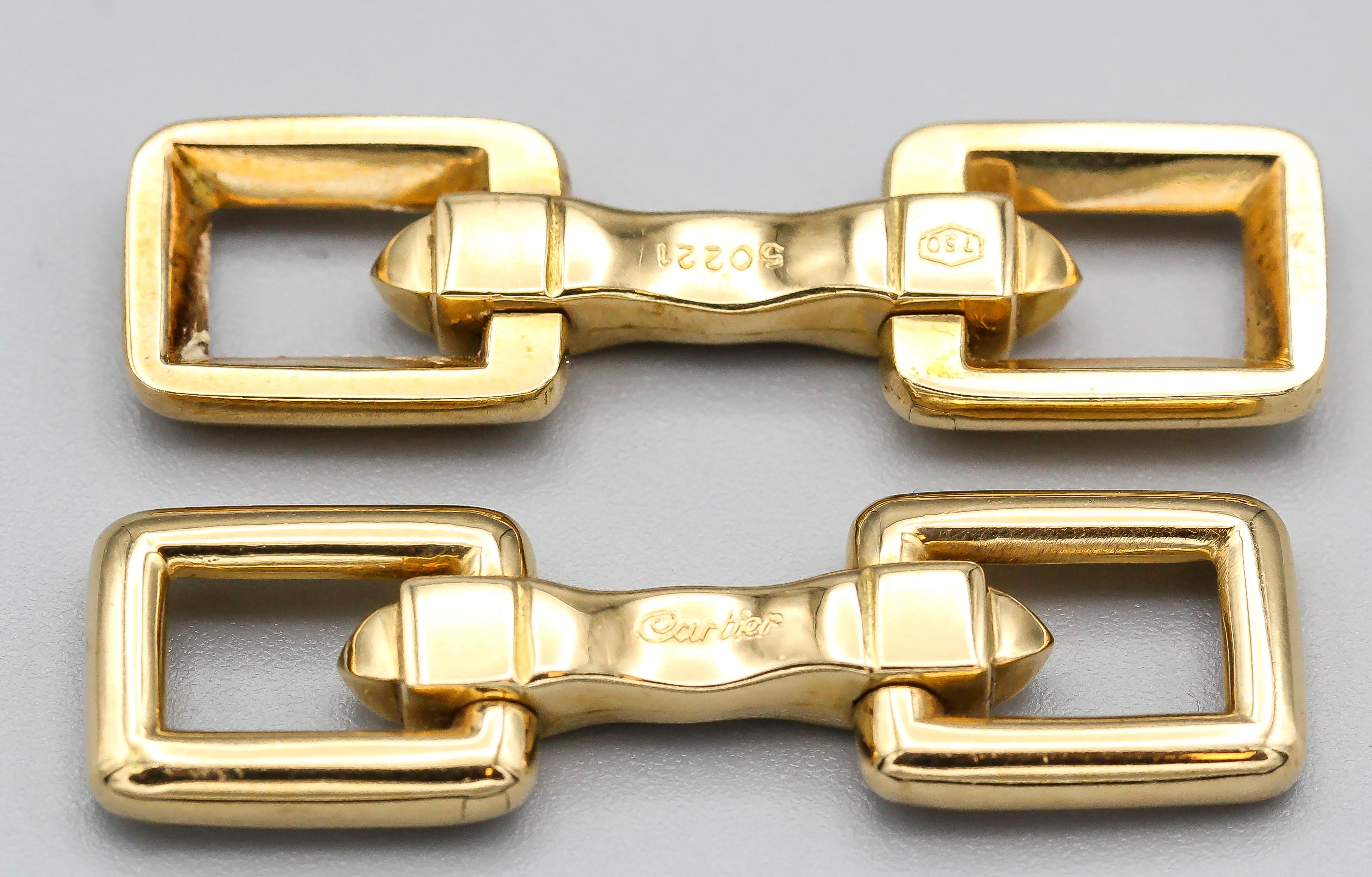 Cartier Midcentury 18 Karat Gold Folding Cufflinks In Good Condition In New York, NY