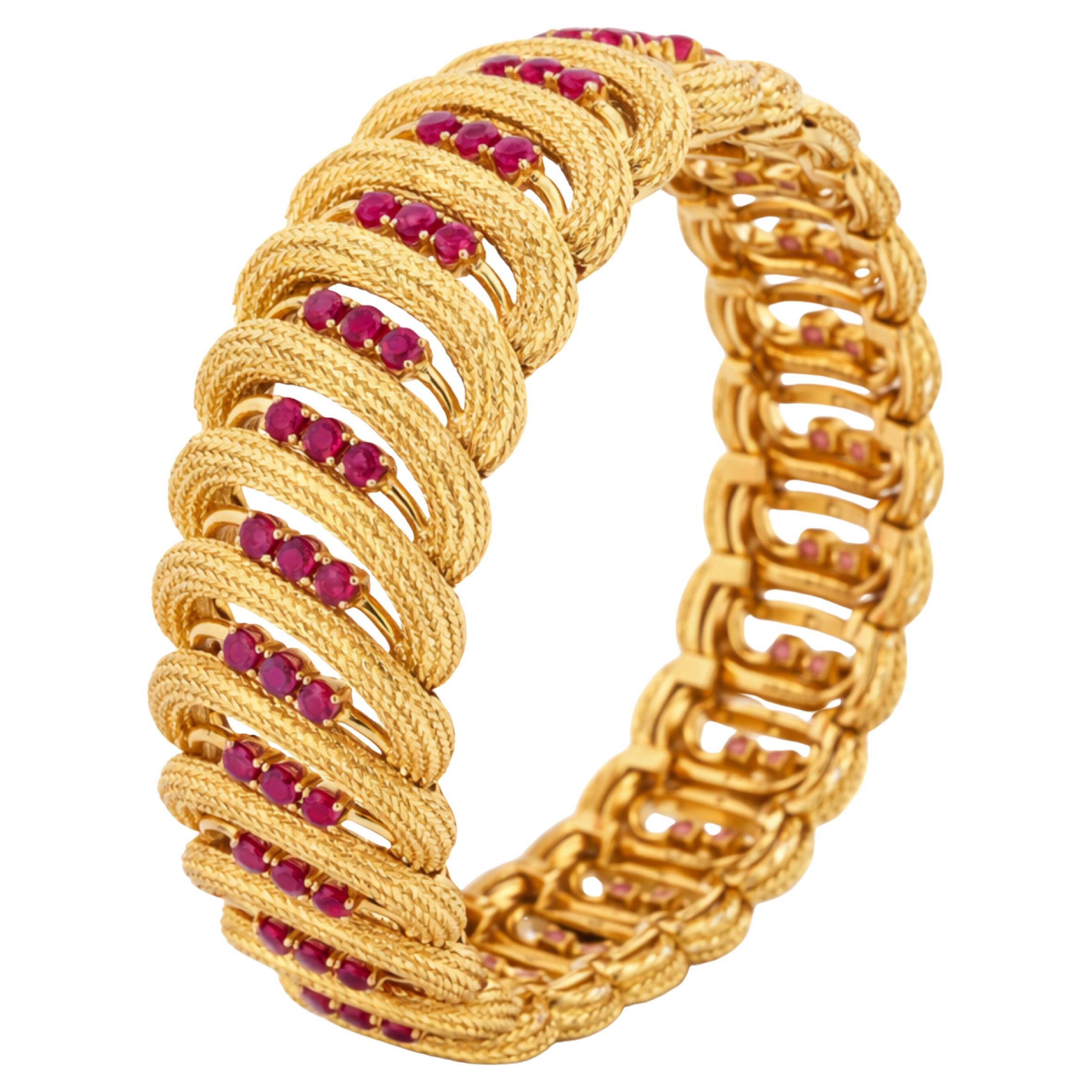 Cartier Mid Century 5,80 Karat Rubine Armband im Angebot