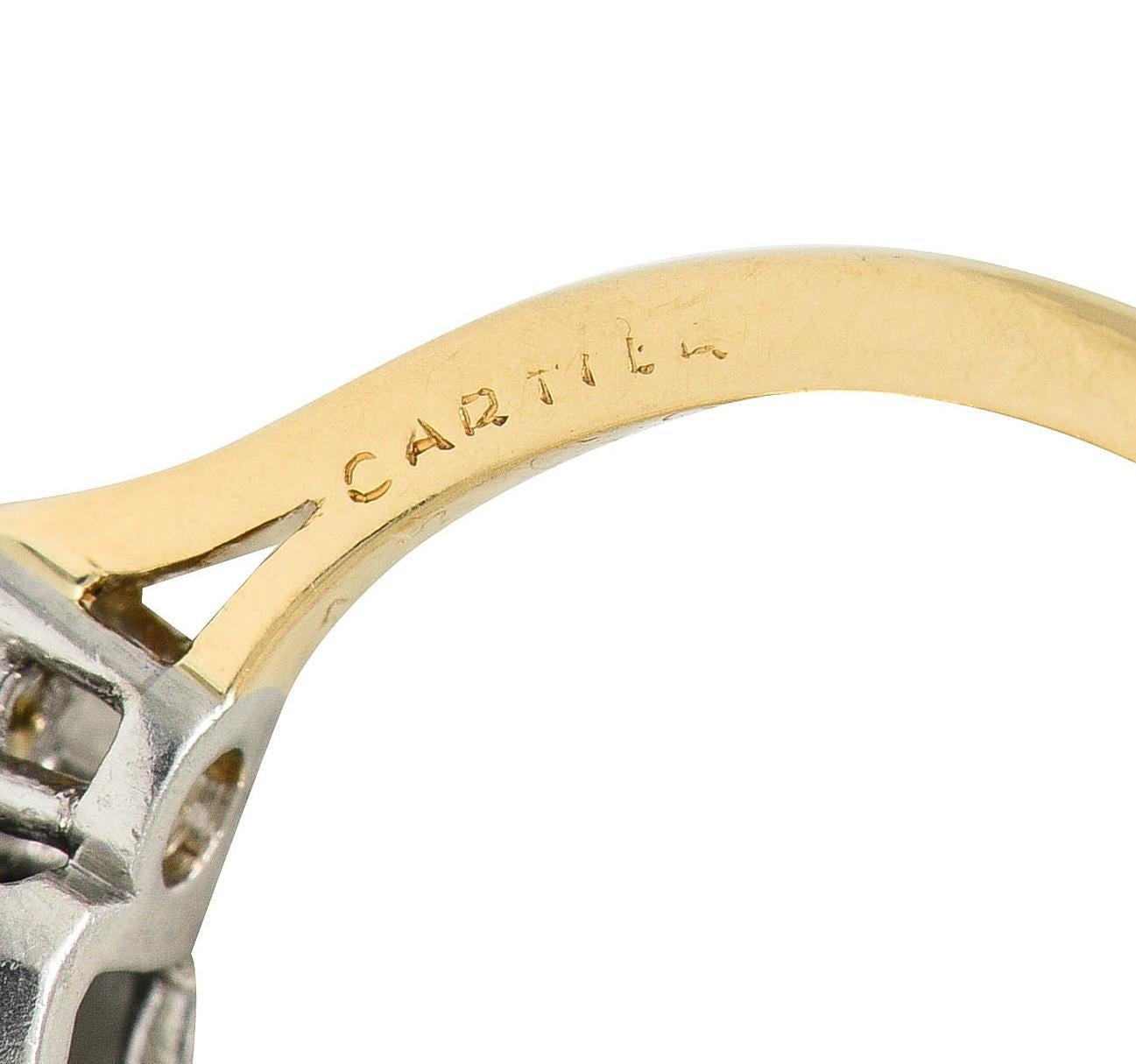 Cartier, bague vintage du milieu du siècle dernier, alexandrite, diamant, platine et or 14 carats en vente 5