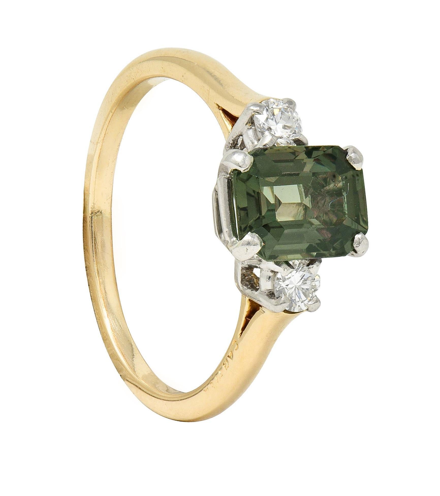 Cartier, bague vintage du milieu du siècle dernier, alexandrite, diamant, platine et or 14 carats en vente 11