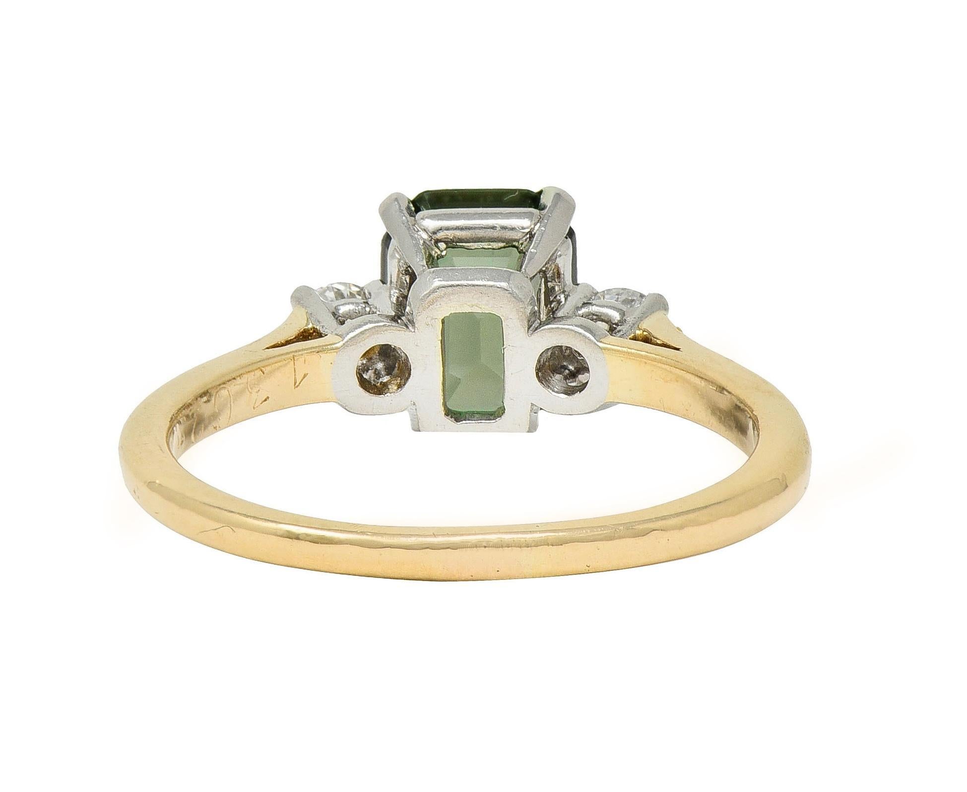 Cartier Mid-Century Alexandrite Diamond Platinum 14 Karat Gold Vintage Ring For Sale 2