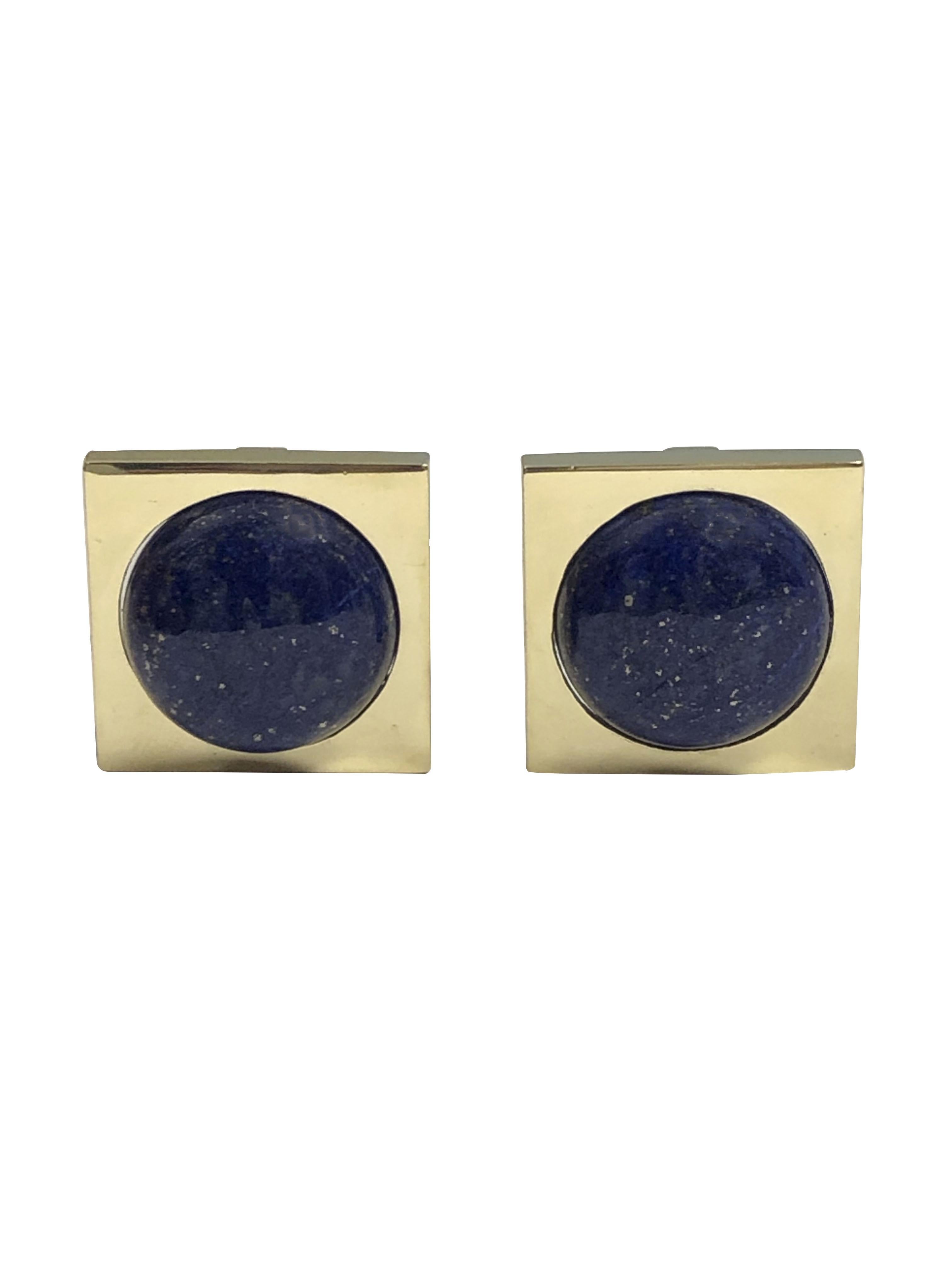 Modernist Cartier Mid Century Gold and Lapis large Earrings  For Sale