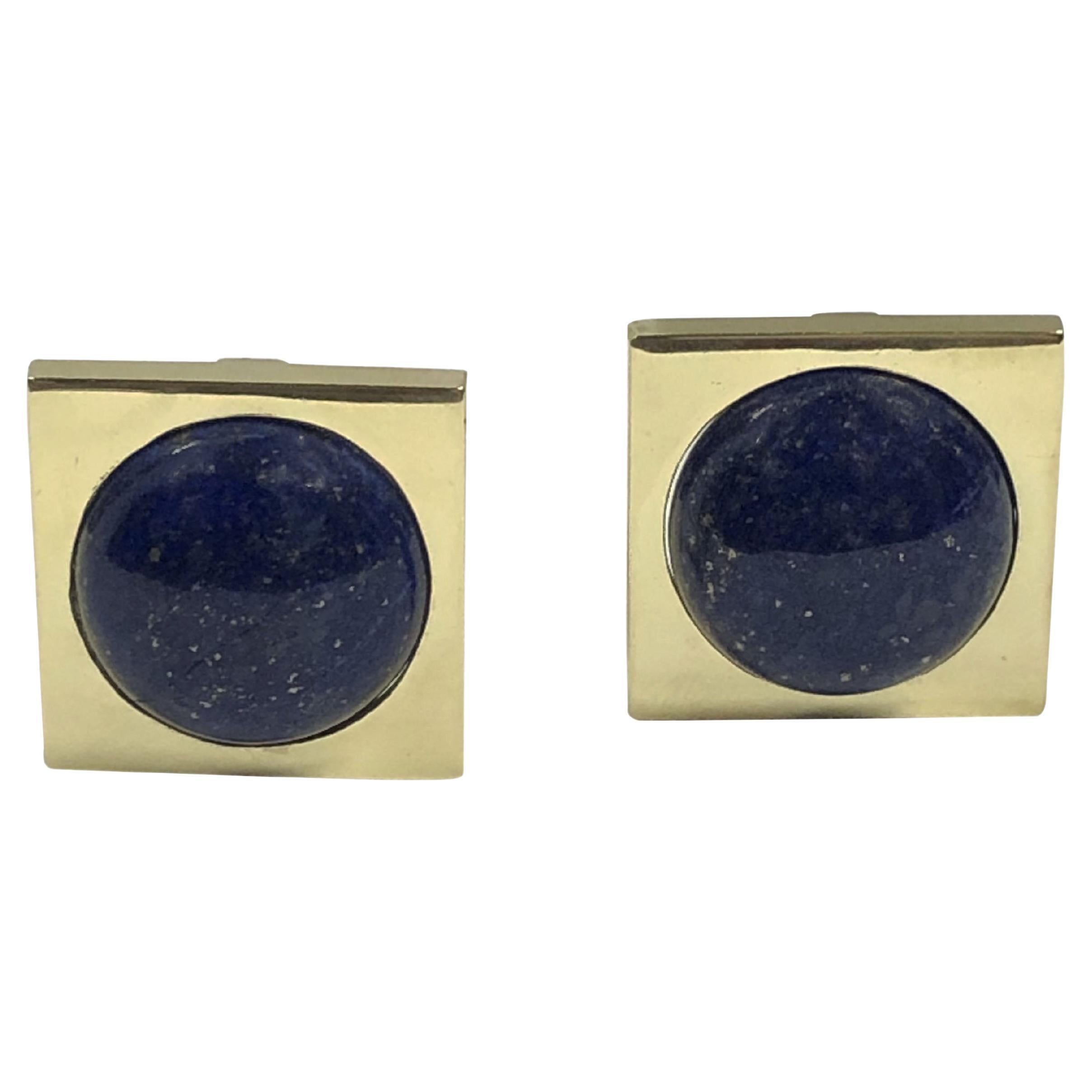 Cartier Mid Century Gold and Lapis large Earrings  For Sale