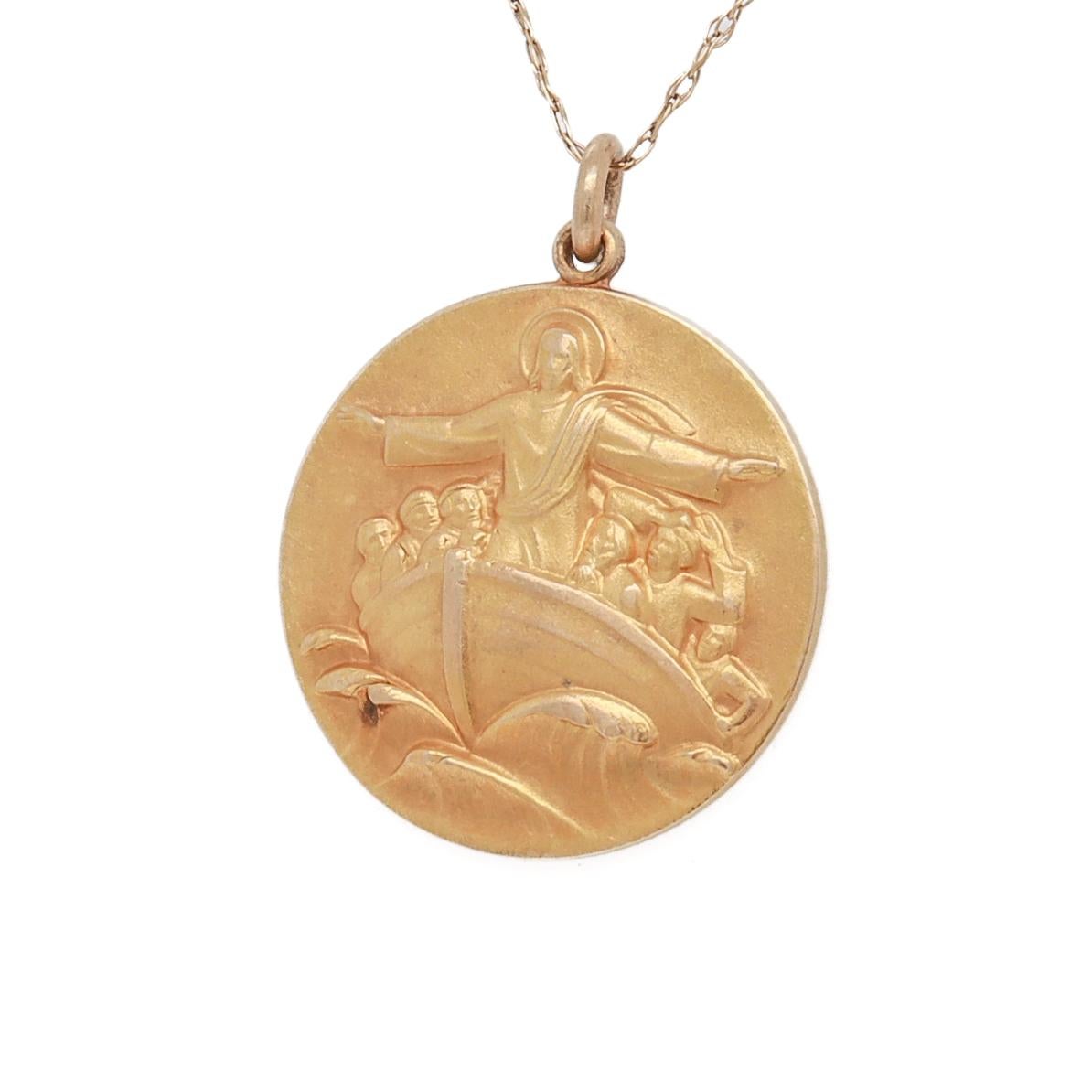 Women's or Men's Cartier Mid-Century Modern 14K Gold 'St. Brendan the Navigator' Pendant or Charm