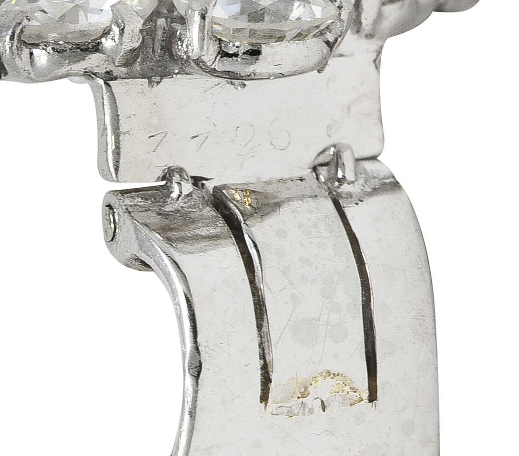Cartier Mid-Century Platinum Diamond Vintage Cluster Earrings For Sale 1