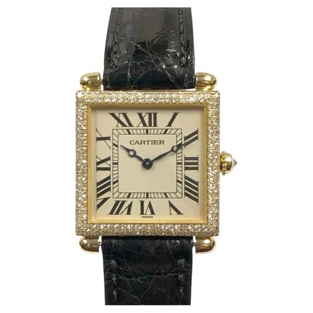 Obus Diamond Cartier Mid Size Tank Obus Ref. 1630 Yellow Gold and Diamonds Quartz ...