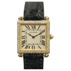 Cartier Mid Size Tank Obus Ref. 1630 Gelbgold und Diamanten Quarz-Armbanduhr, Mid Size