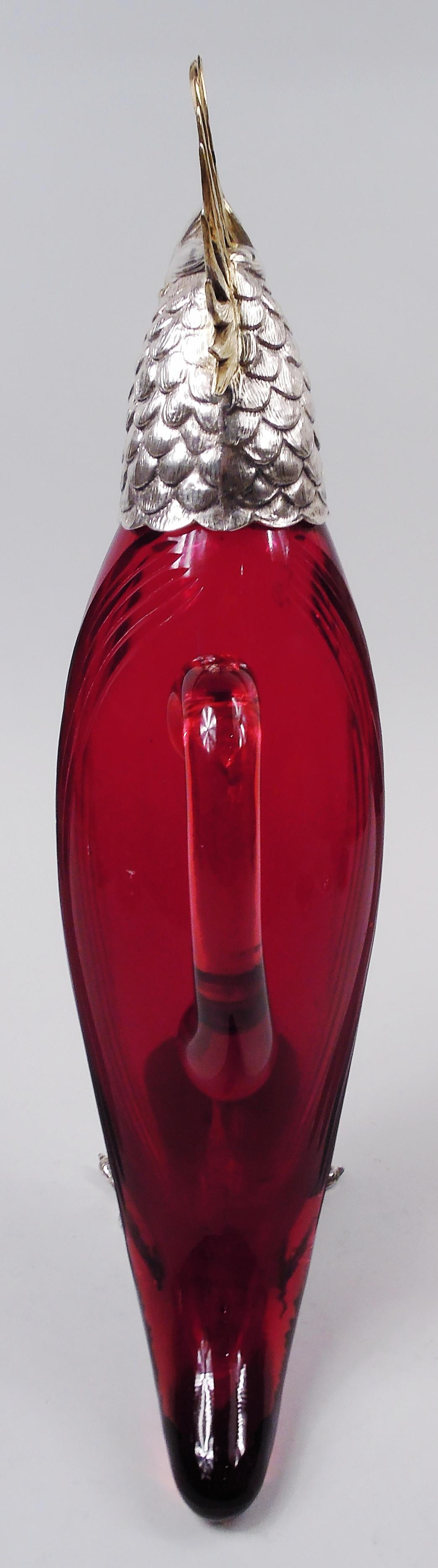 Mid-Century Modern Carafe à décanter en forme de cacatoès amusant et flamboyant de Cartier Midcentury Figural