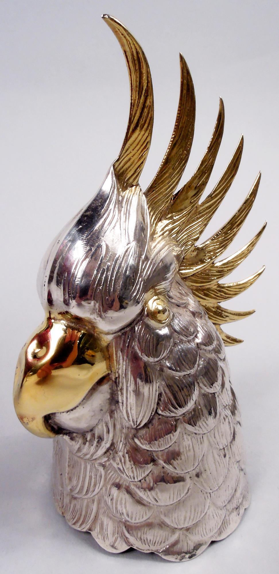 Argent sterling Carafe à décanter en forme de cacatoès amusant et flamboyant de Cartier Midcentury Figural