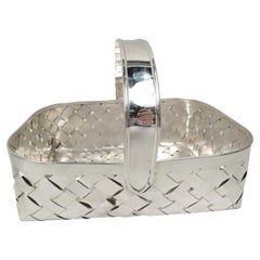 Cartier Midcentury Modern Country Chic Sterling Silver Rectangular Basket