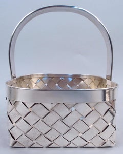 Cartier Midcentury Modern Country Chic Sterling Silver Square Basket