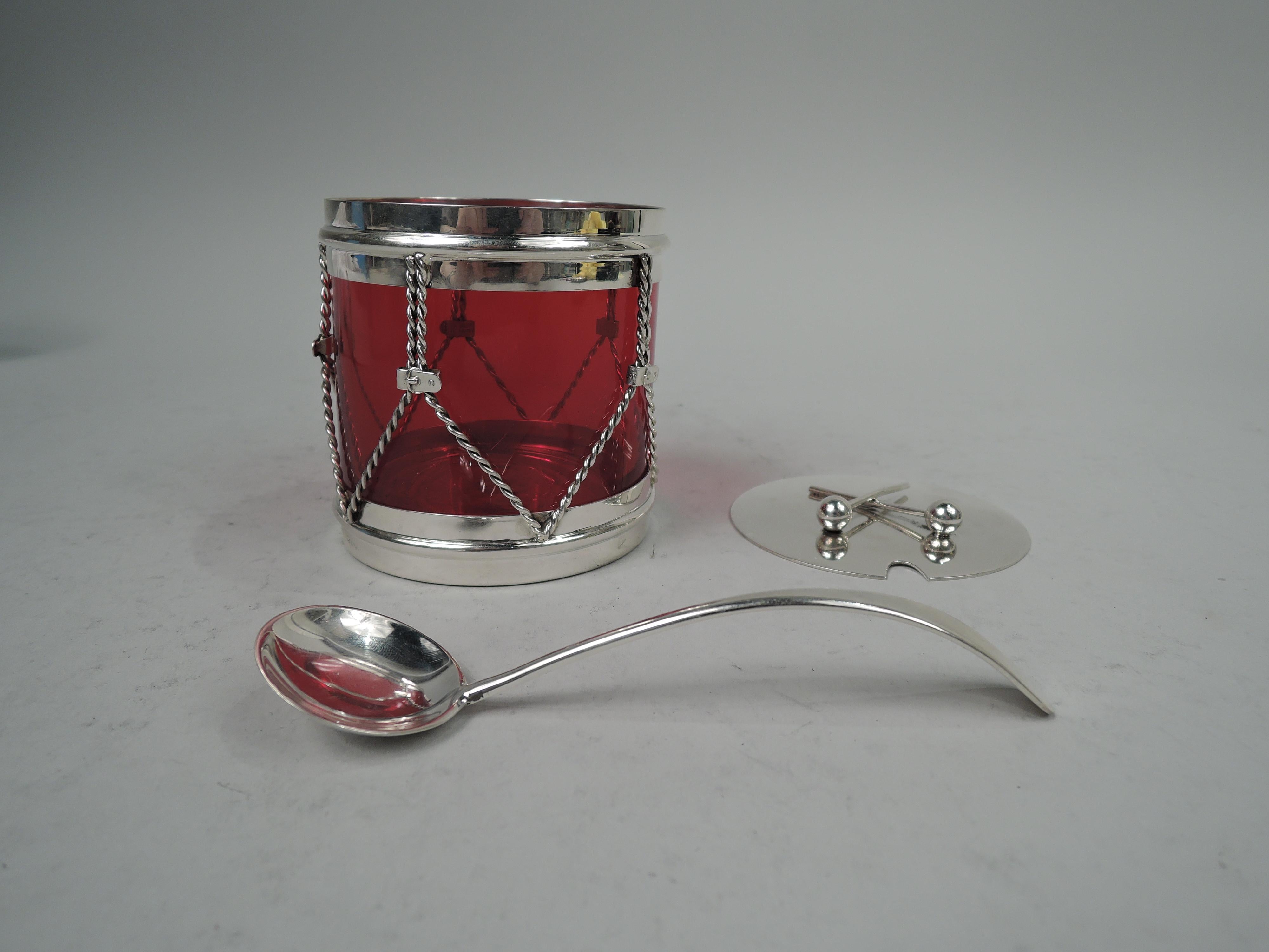 Mid-Century Modern Cartier Midcentury Modern Silver Silver Novelty Drum Jam Jar