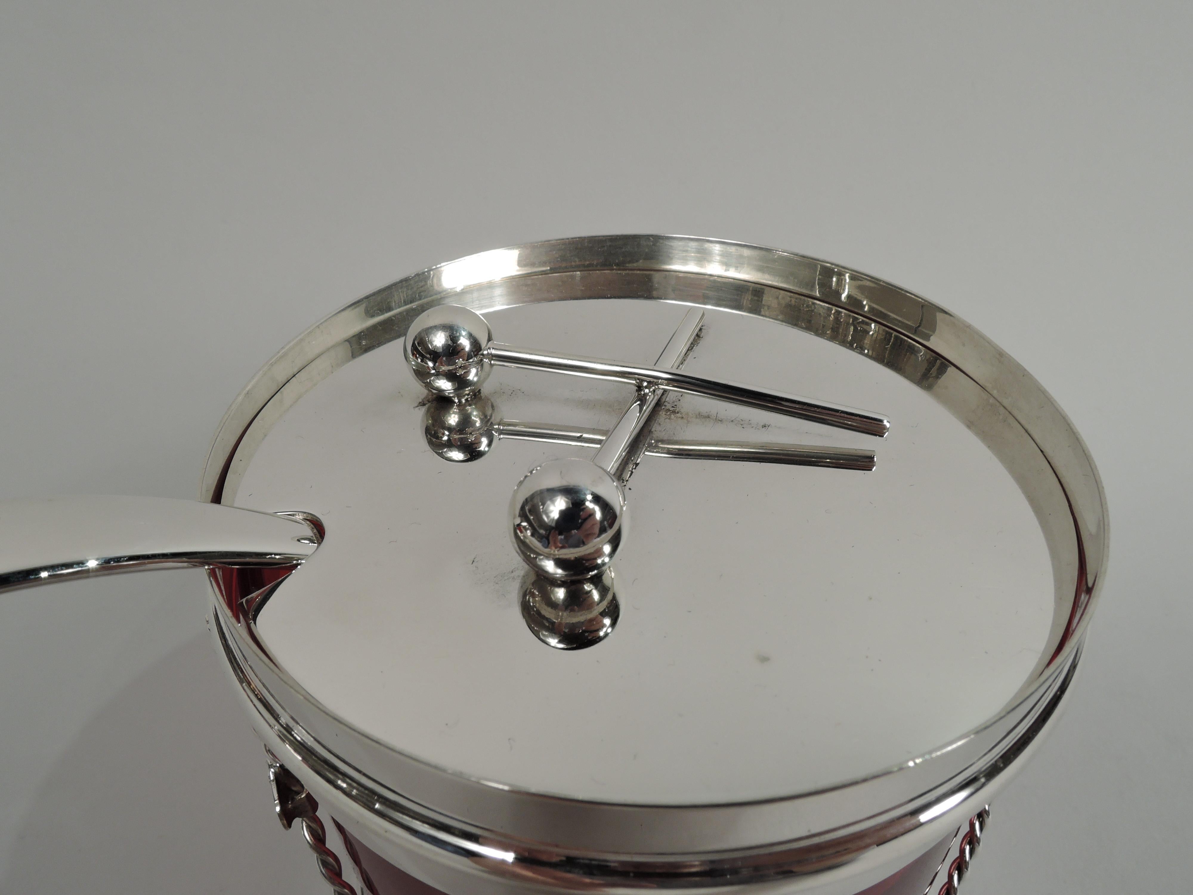 Cartier Midcentury Modern Silver Silver Novelty Drum Jam Jar In Good Condition In New York, NY