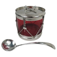 Vintage Cartier Midcentury Modern Silver Silver Novelty Drum Jam Jar
