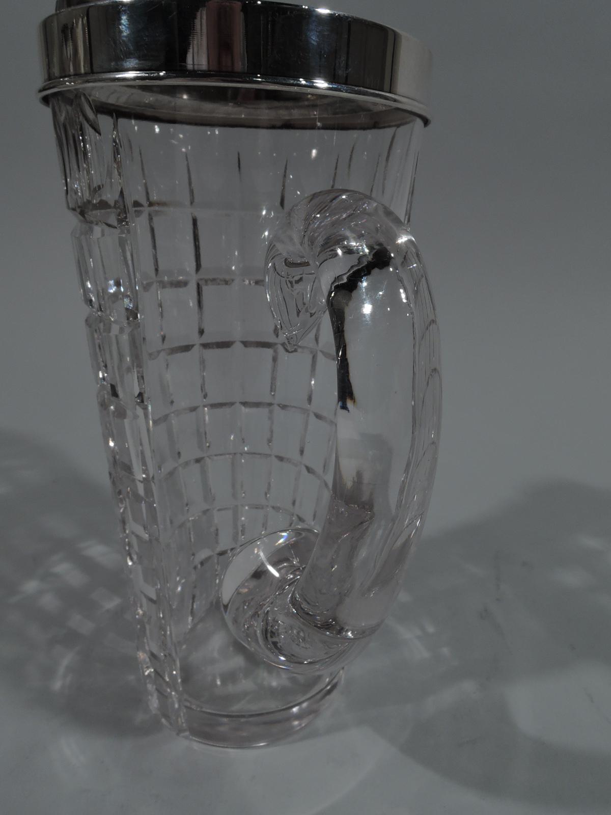 Cartier Mid-Century Modern Sterling Silver and Glass Bar Pitcher In Excellent Condition In New York, NY