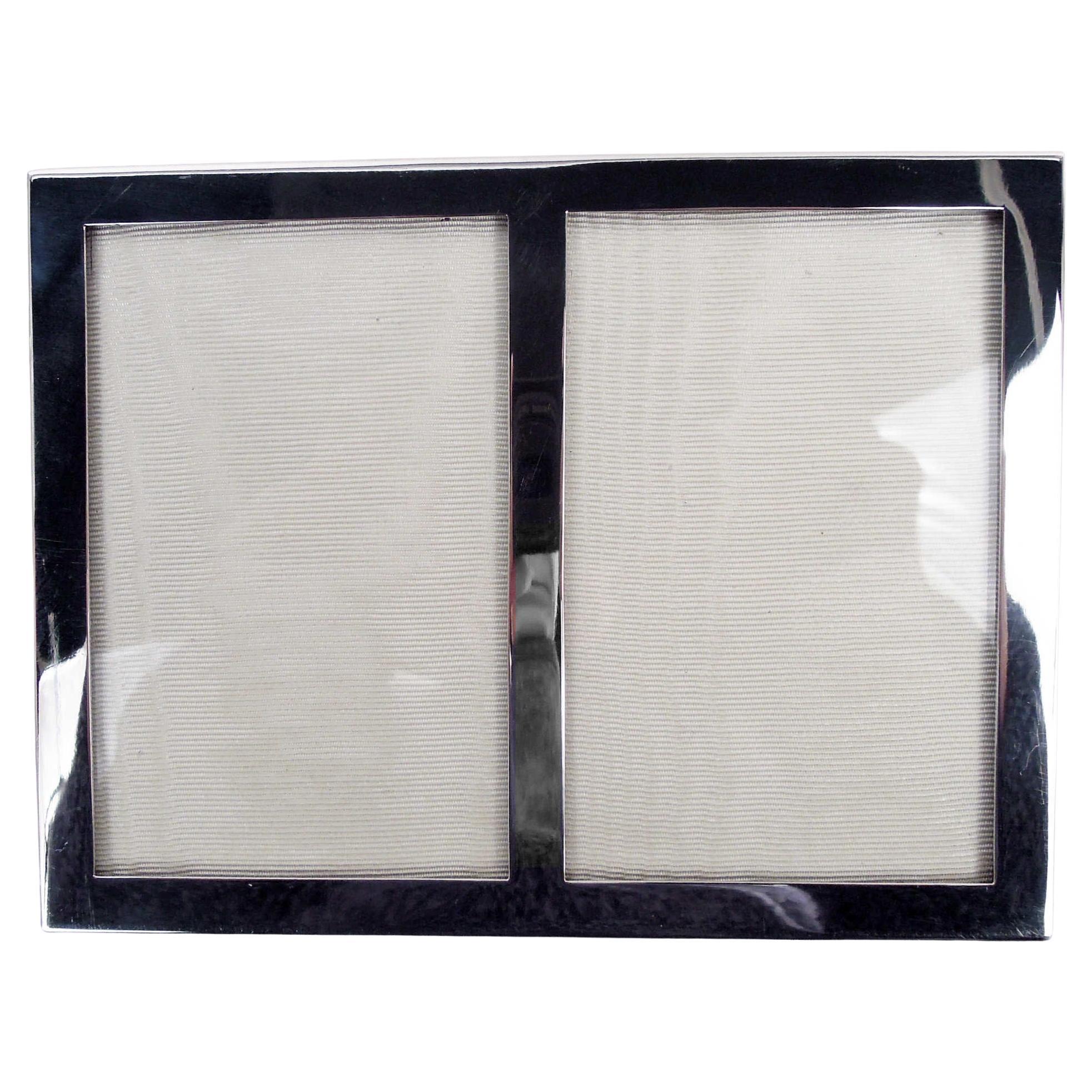 Cartier Midcentury Modern Sterling Silver Double Picture Frame