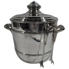 Cartier Mid-Century Modern Sterling Silver Ice Bucket with Tongs