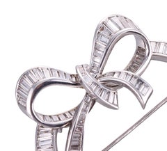 Cartier Midcentury Platinum Diamond Bow Brooch
