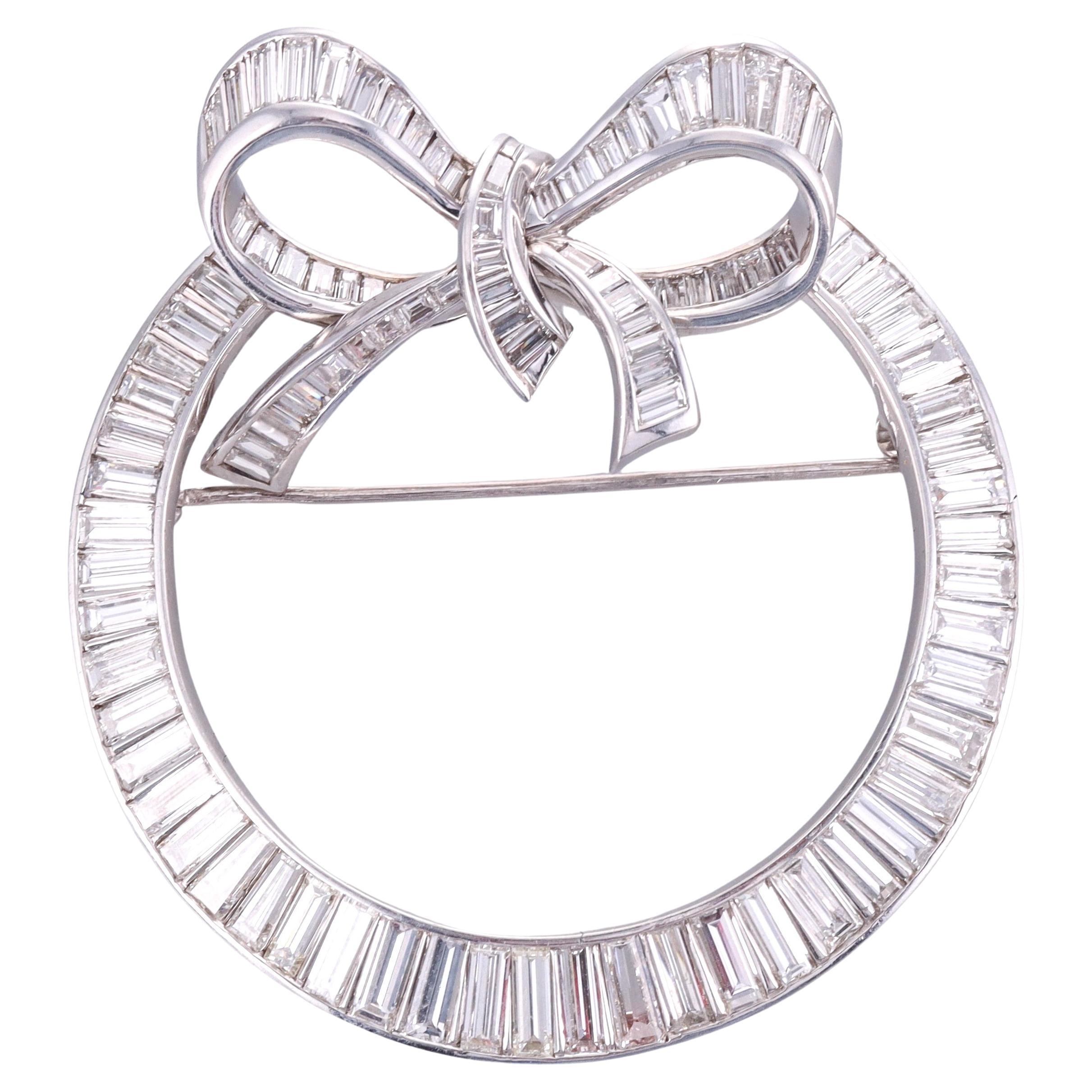 Cartier Midcentury Platinum Diamond Bow Brooch