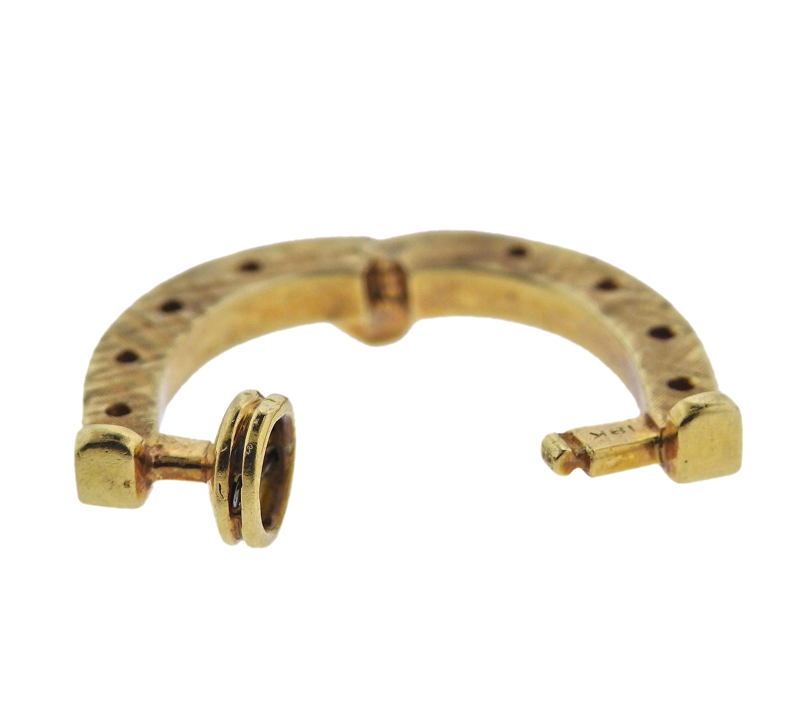 Cartier Midcentury Ruby Diamond Gold Cufflinks In Good Condition For Sale In New York, NY