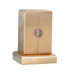 Cartier Midcentury Yellow Gold Diamond Desk Clock