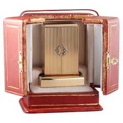 Cartier Midcentury Yellow Gold Diamond Desk Clock
