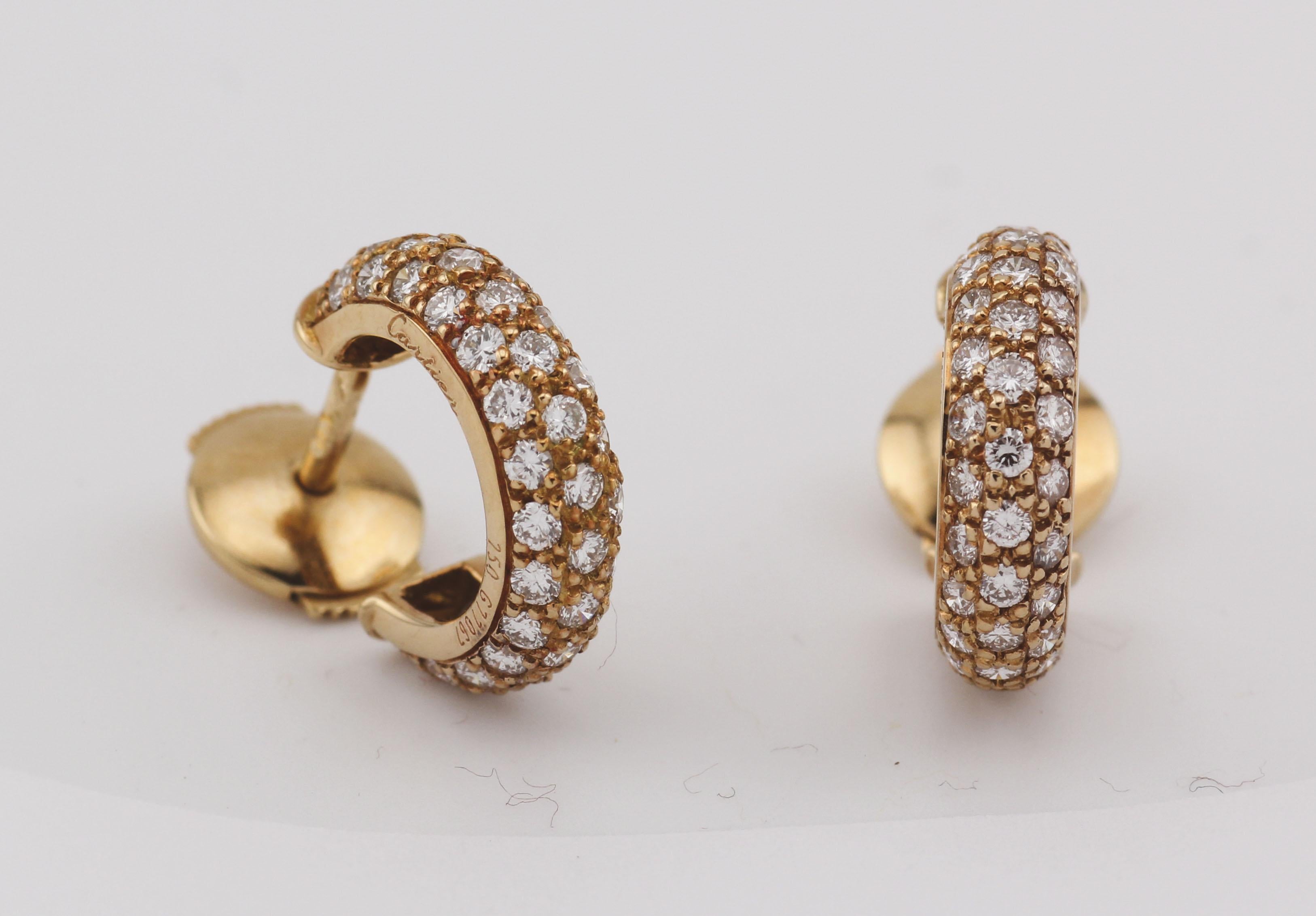 Pendientes de aro Cartier Mimi Diamante Oro 18k Corte brillante en venta