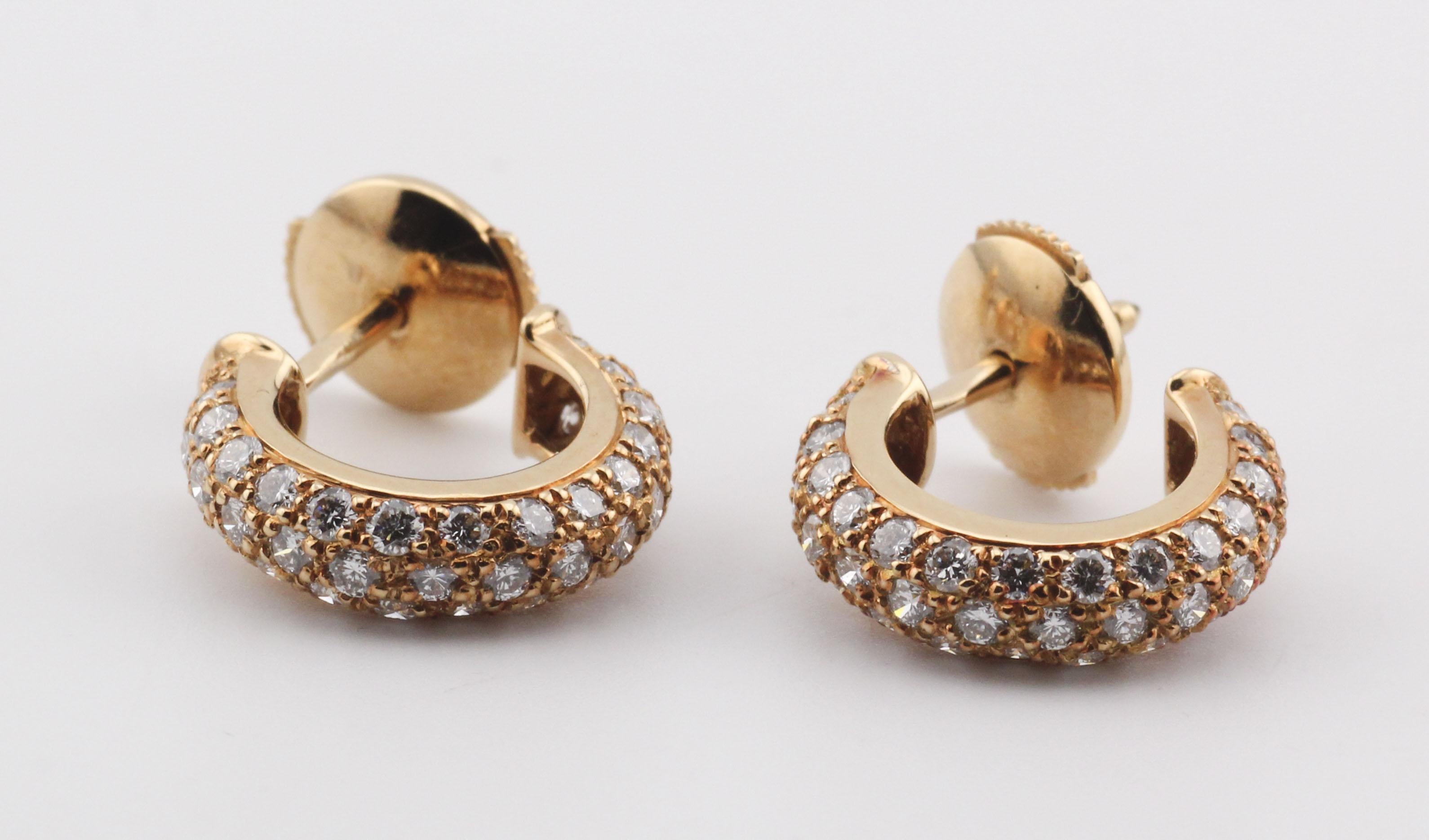 Cartier Mimi Diamond 18k Gold Hoop Earrings In Good Condition In Simpsonville, SC
