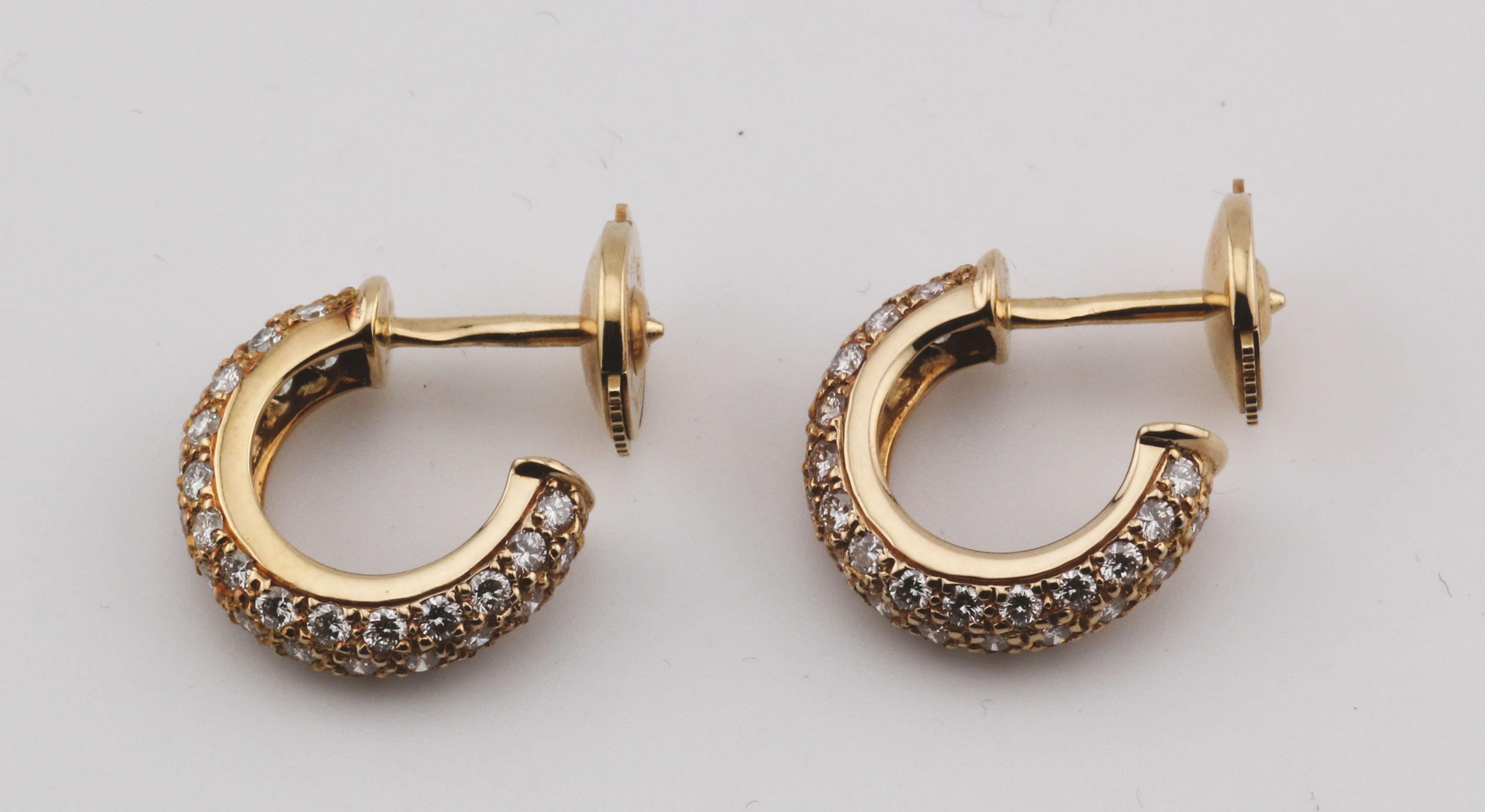 Women's Cartier Mimi Diamond 18k Gold Hoop Earrings