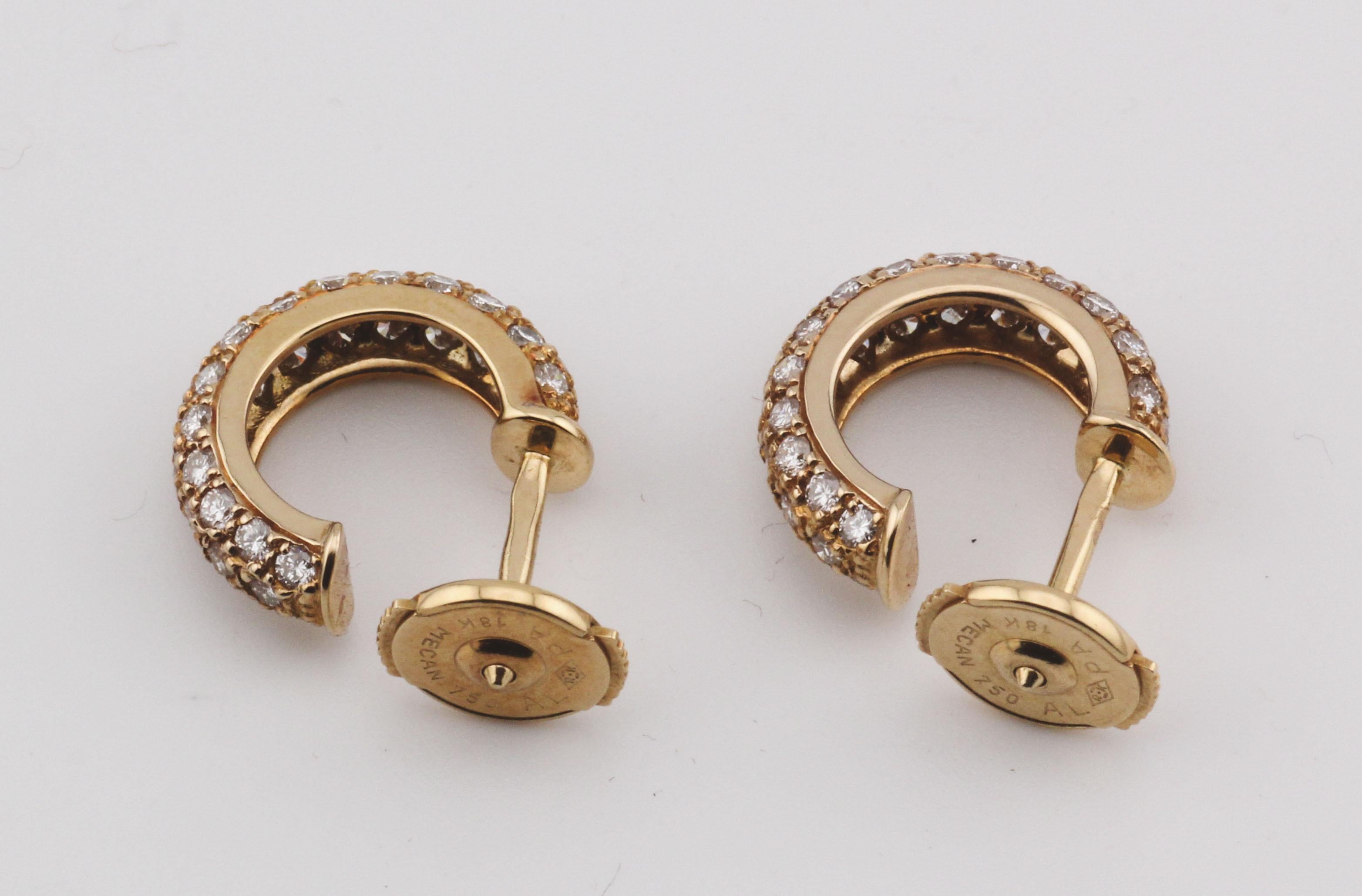 Cartier Mimi Diamond 18k Gold Hoop Earrings 1