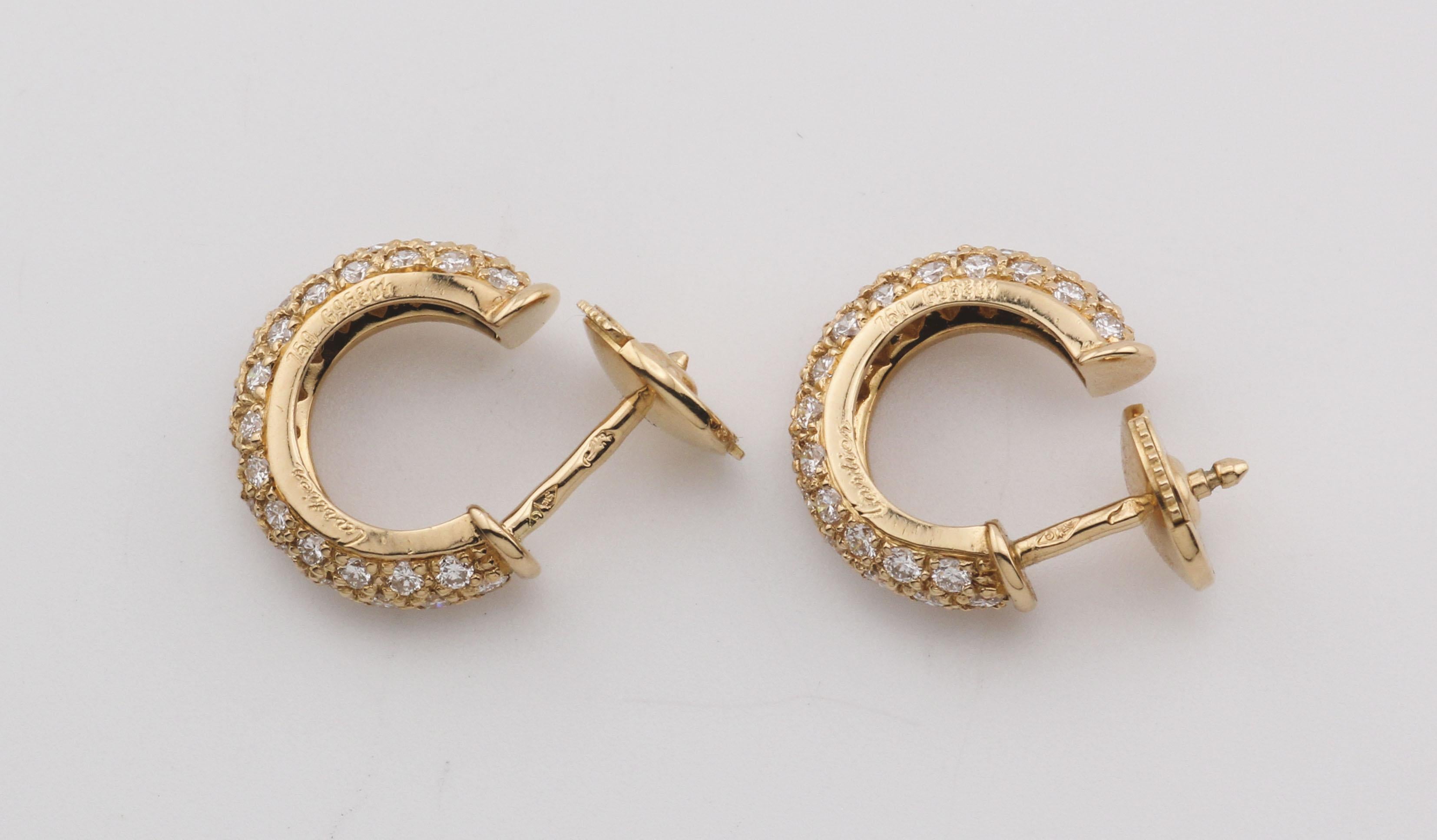 Pendientes de aro Cartier Mimi Diamante Oro 18k en venta 1