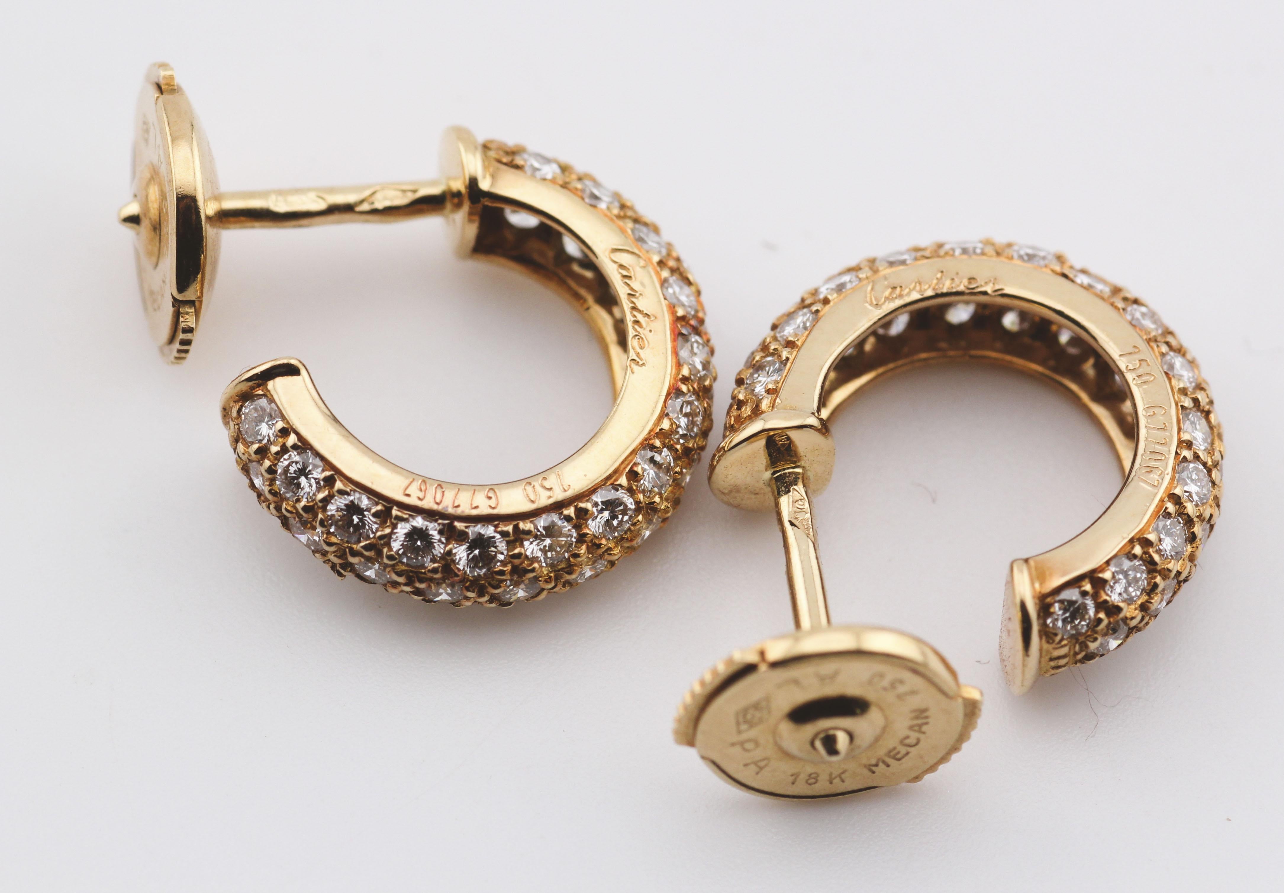 Cartier Mimi Diamond 18k Gold Hoop Earrings 2
