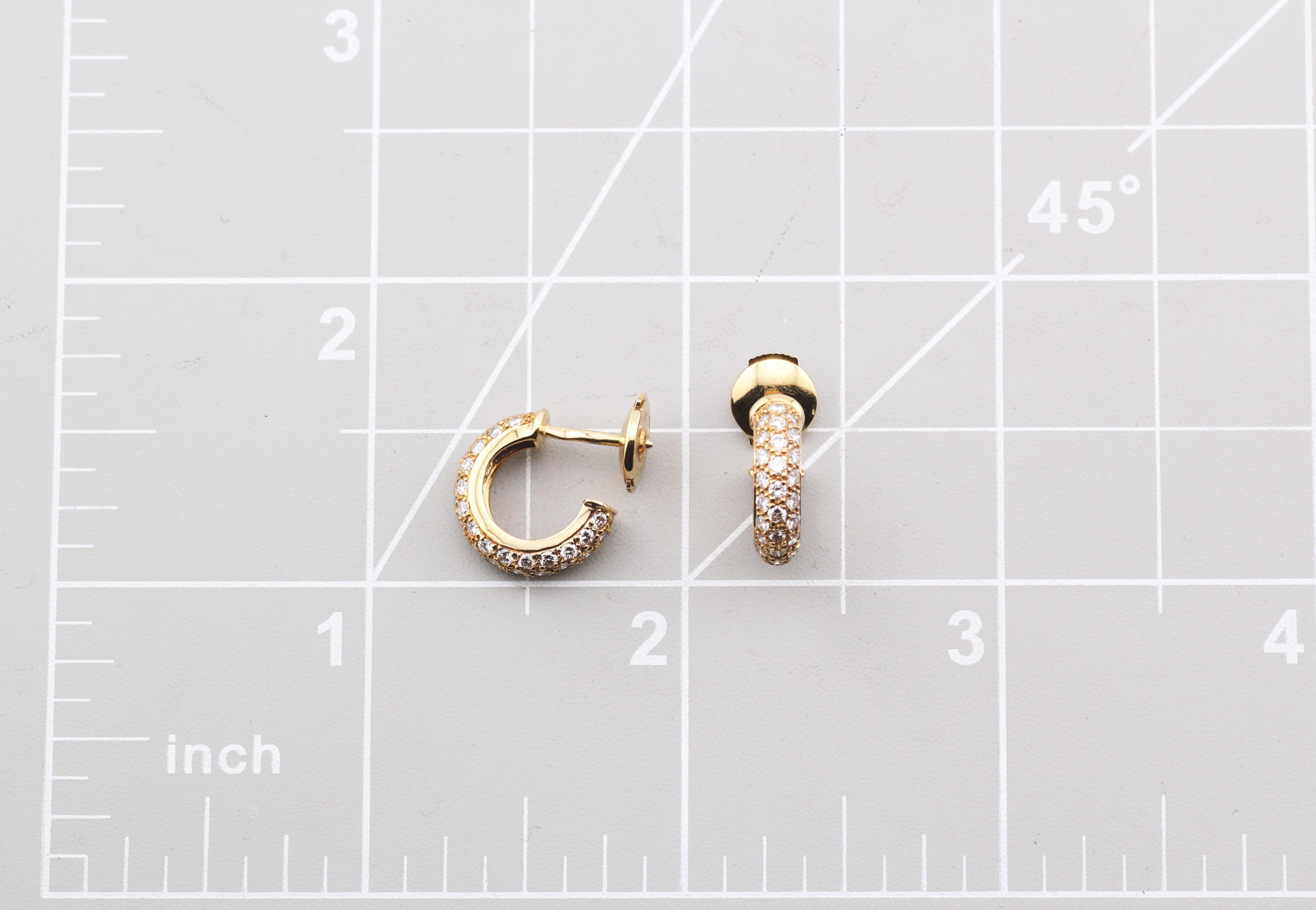 Cartier Mimi Diamond 18k Gold Hoop Earrings 3