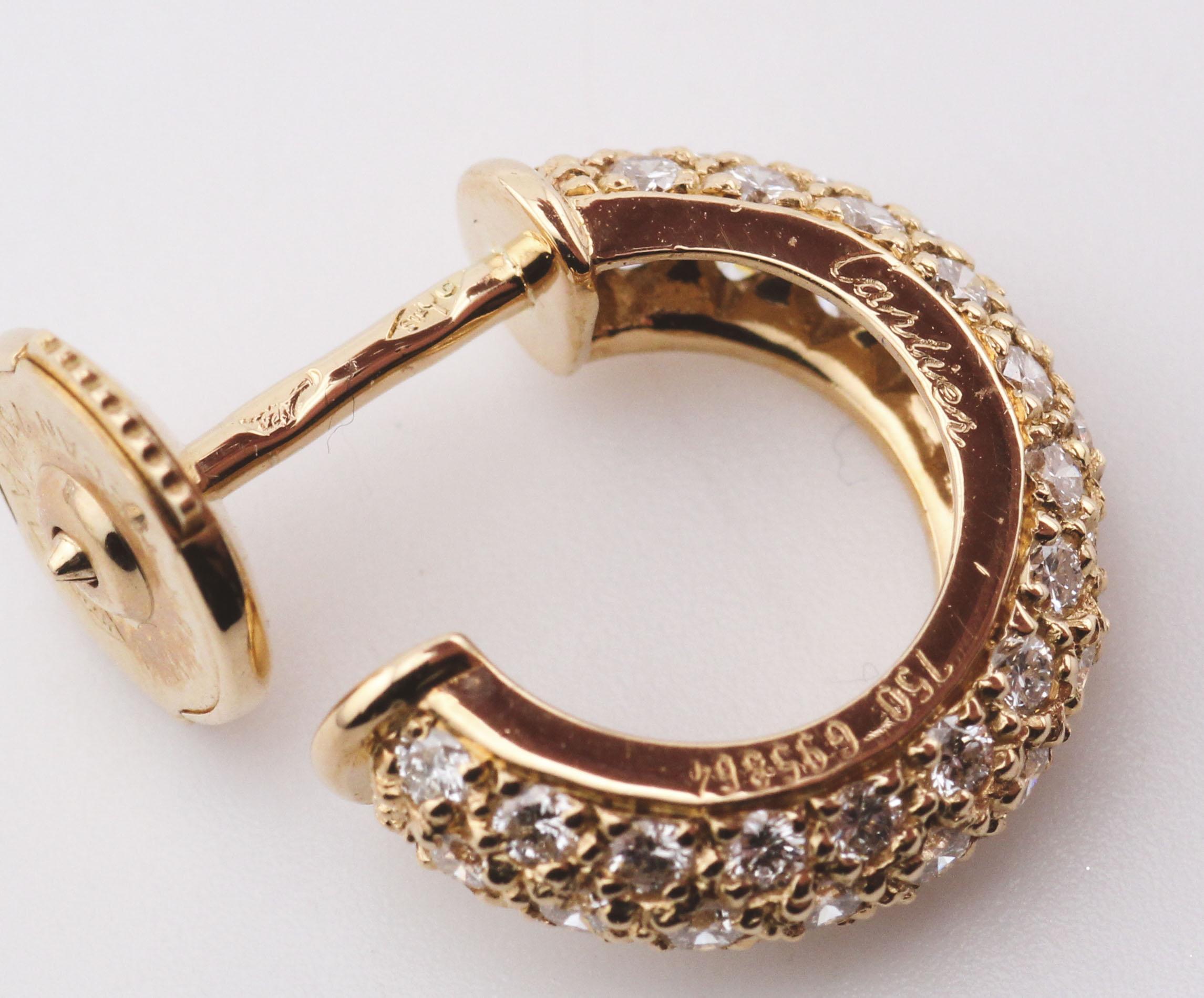 Pendientes de aro Cartier Mimi Diamante Oro 18k en venta 3