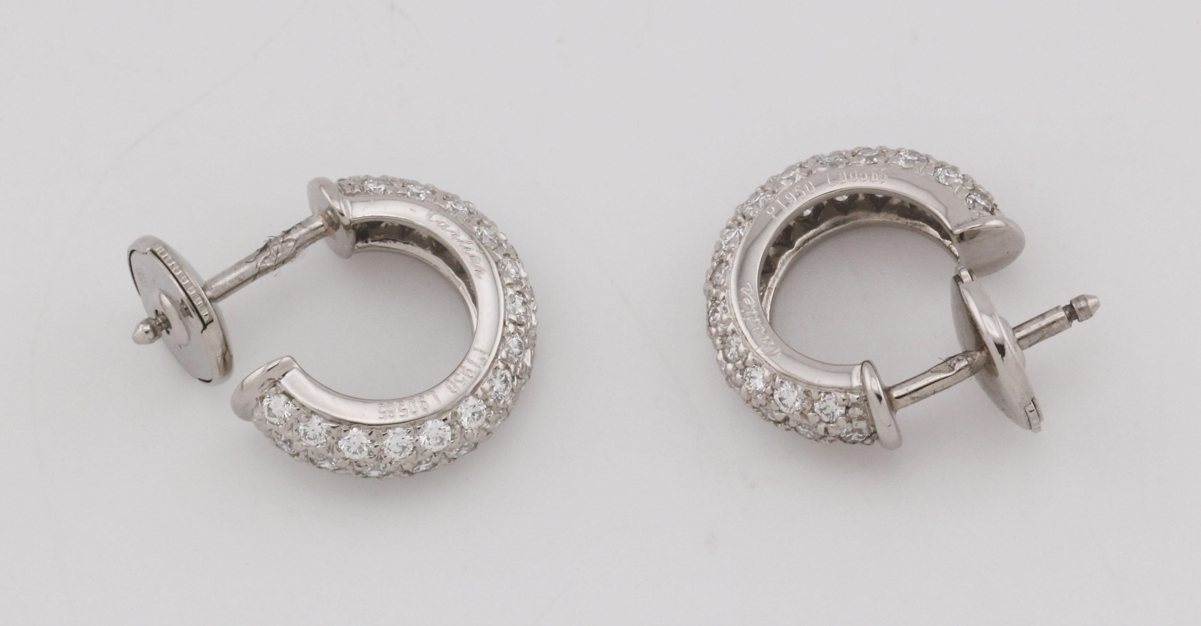 Pendientes de aro Cartier Mimi Diamante Platino Corte brillante en venta