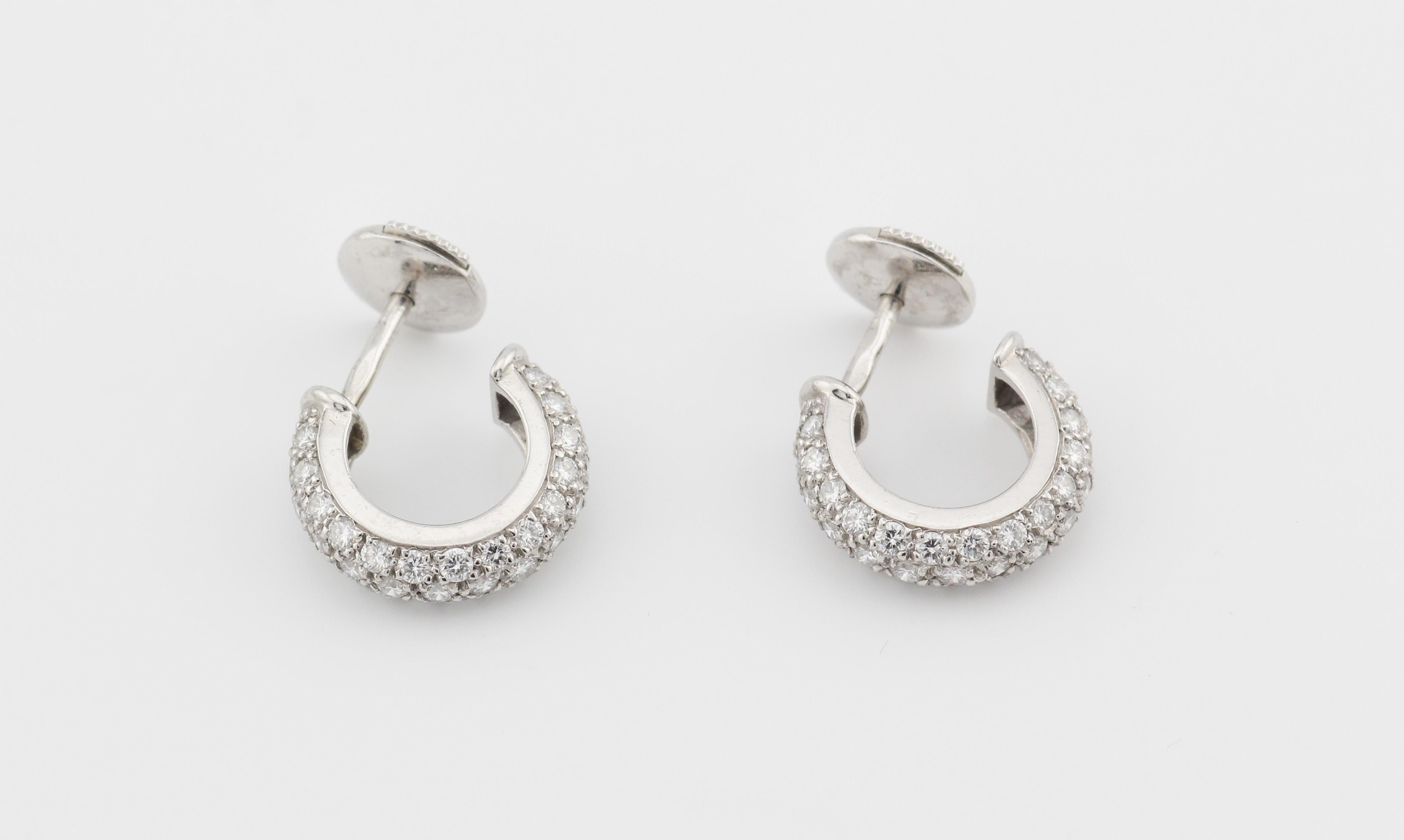 Cartier Mimi Créoles en platine et diamants Bon état - En vente à Bellmore, NY