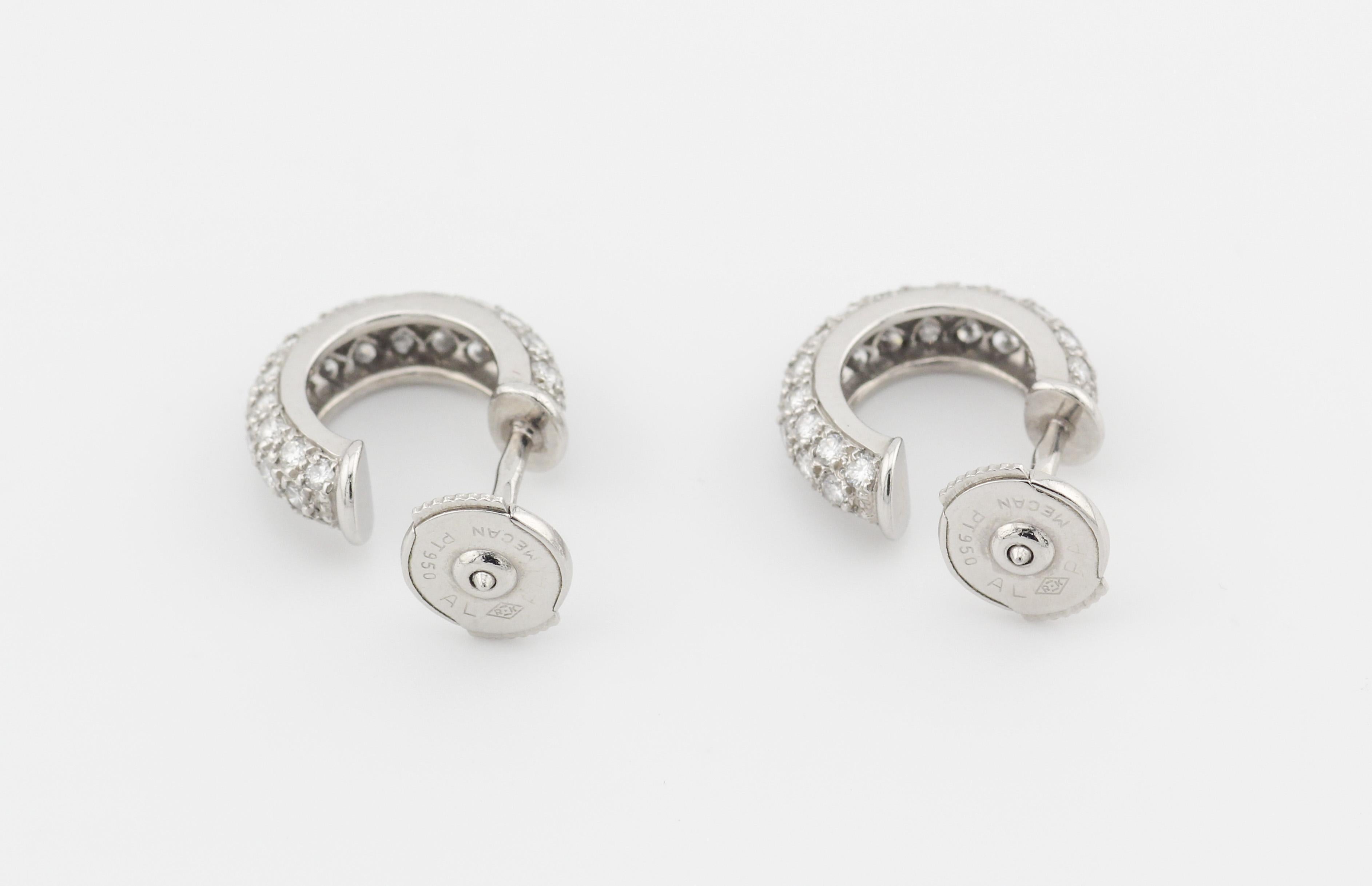 Women's Cartier Mimi Diamond Platinum Hoop Earrings For Sale