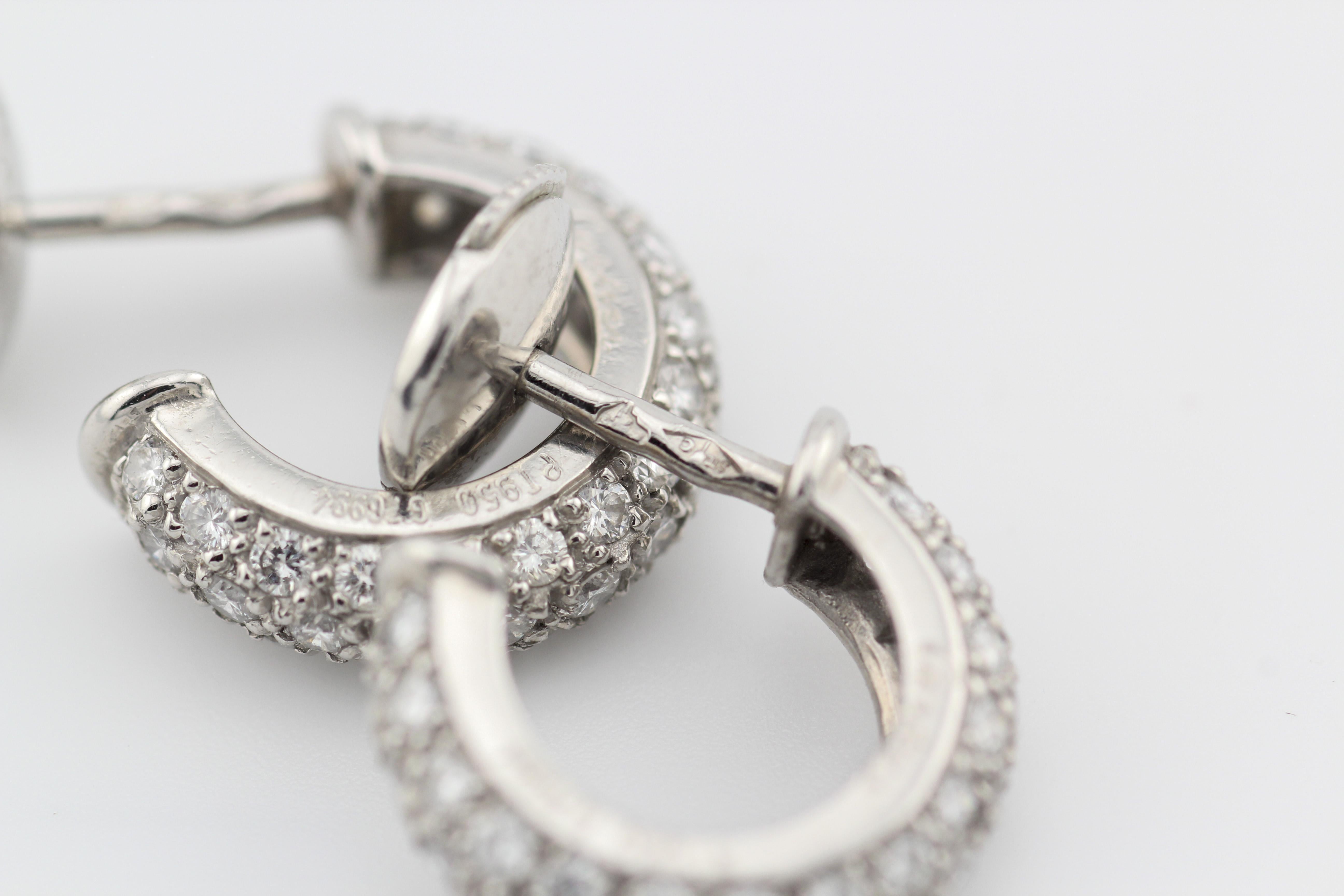 Cartier Mimi Diamond Platinum Hoop Earrings For Sale 1