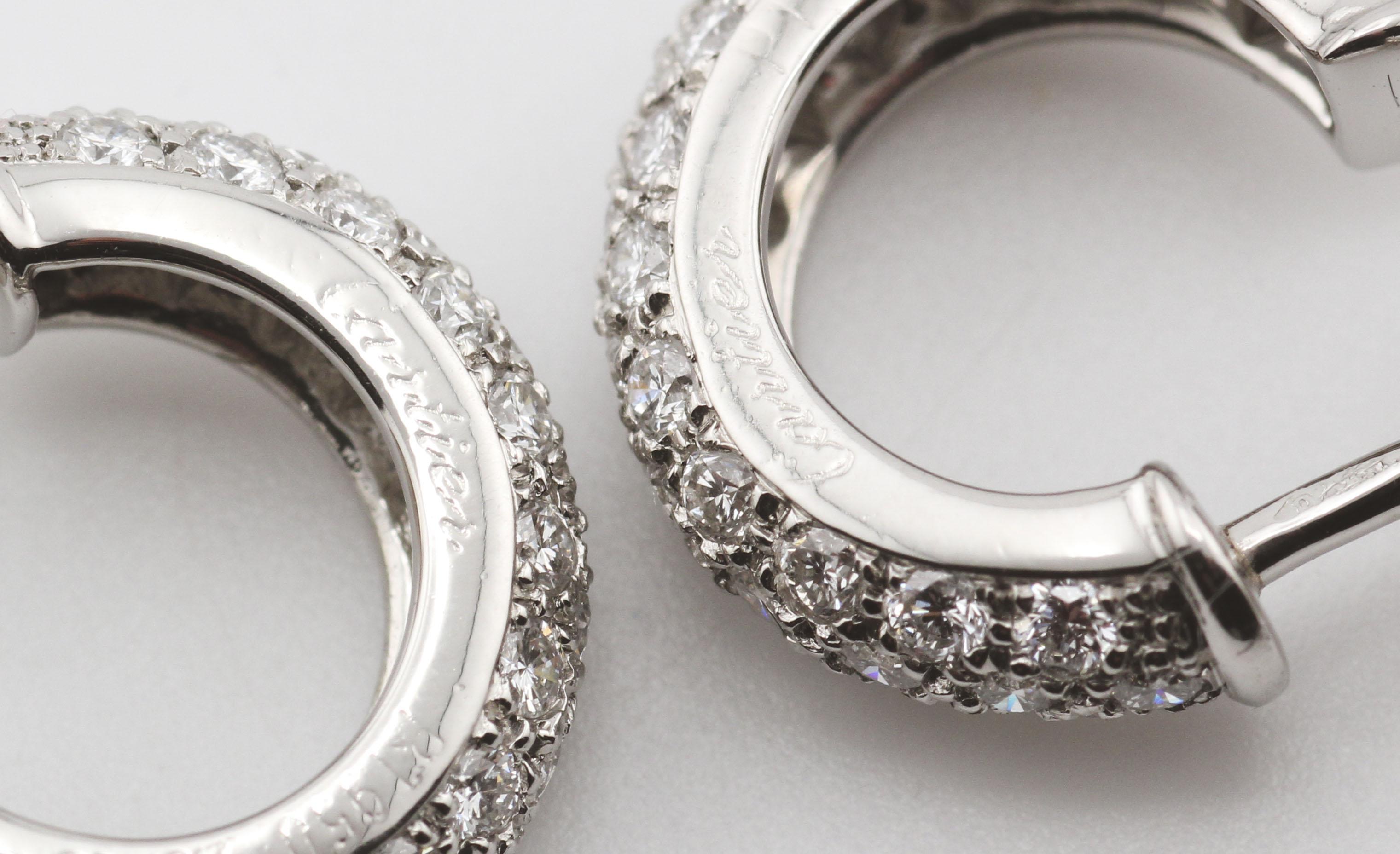 Cartier Mimi Diamond Platinum Hoop Earrings 2