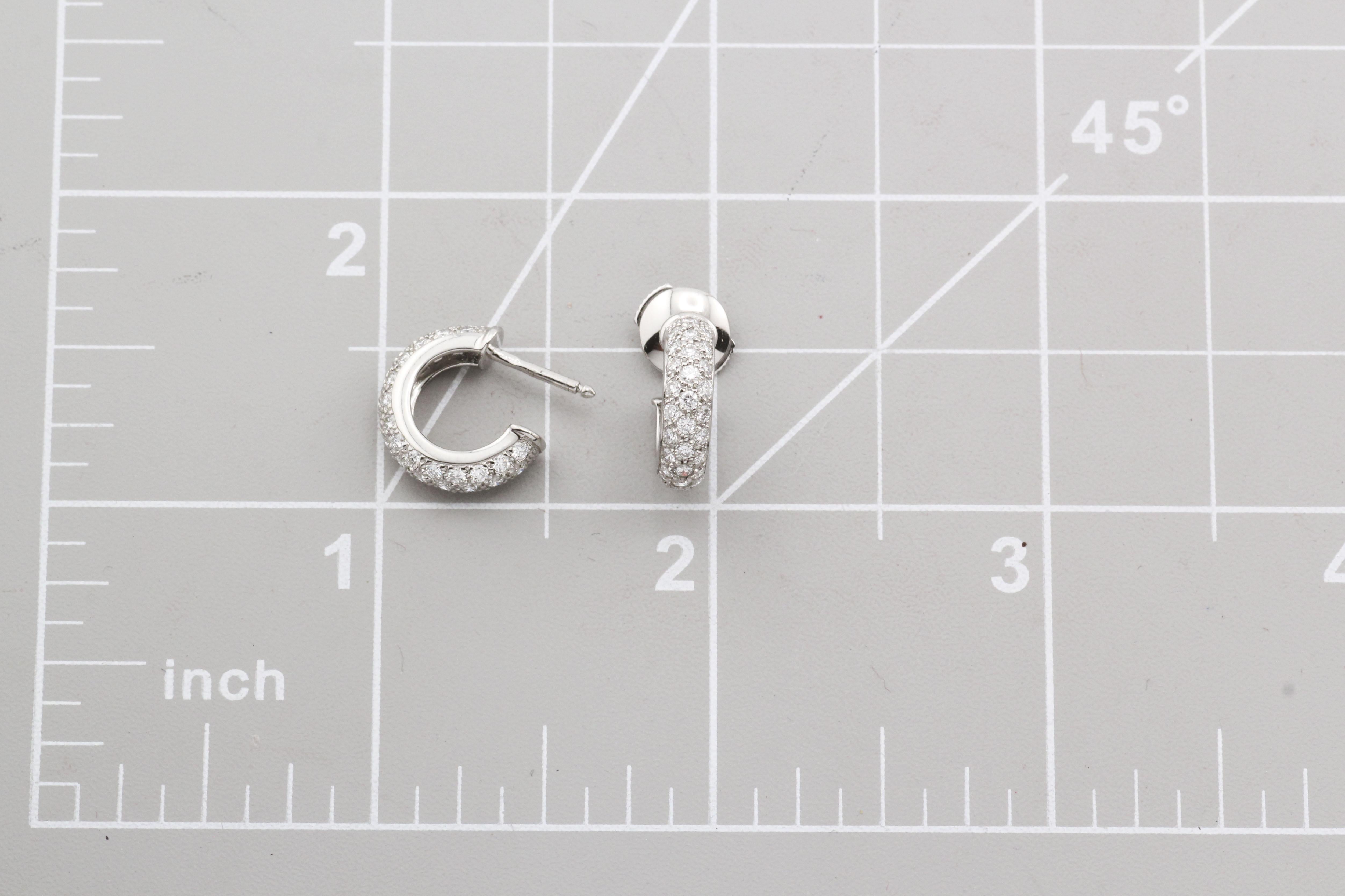 Pendientes de aro Cartier Mimi Diamante Platino en venta 2