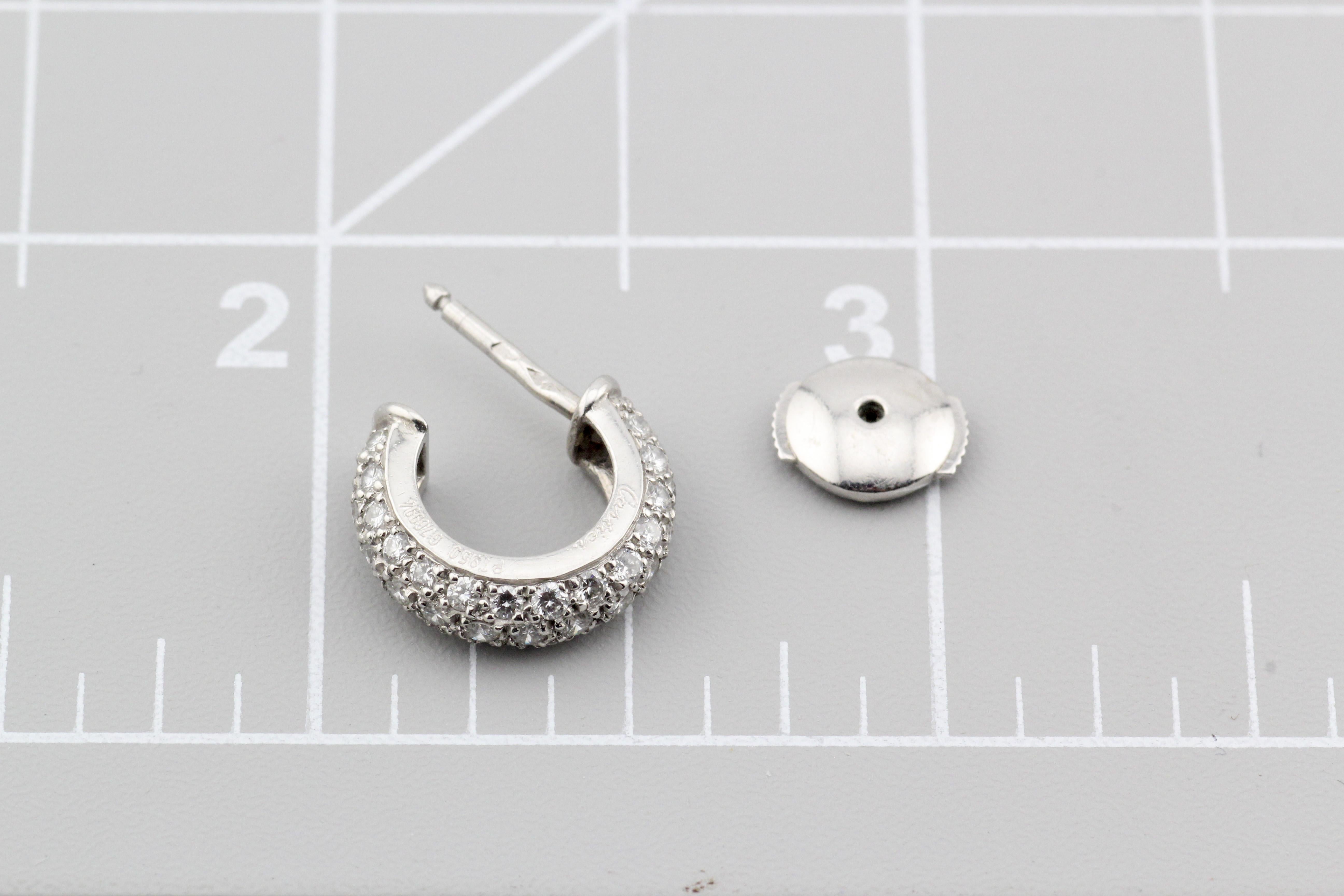 Cartier Mimi Diamond Platinum Hoop Earrings For Sale 3