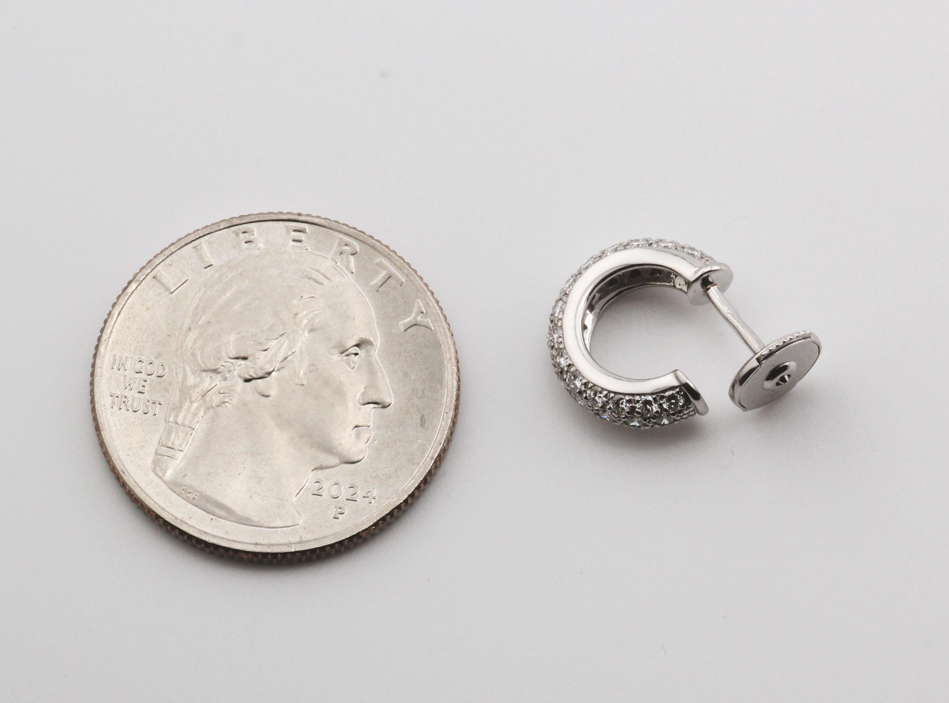 Pendientes de aro Cartier Mimi Diamante Platino en venta 3