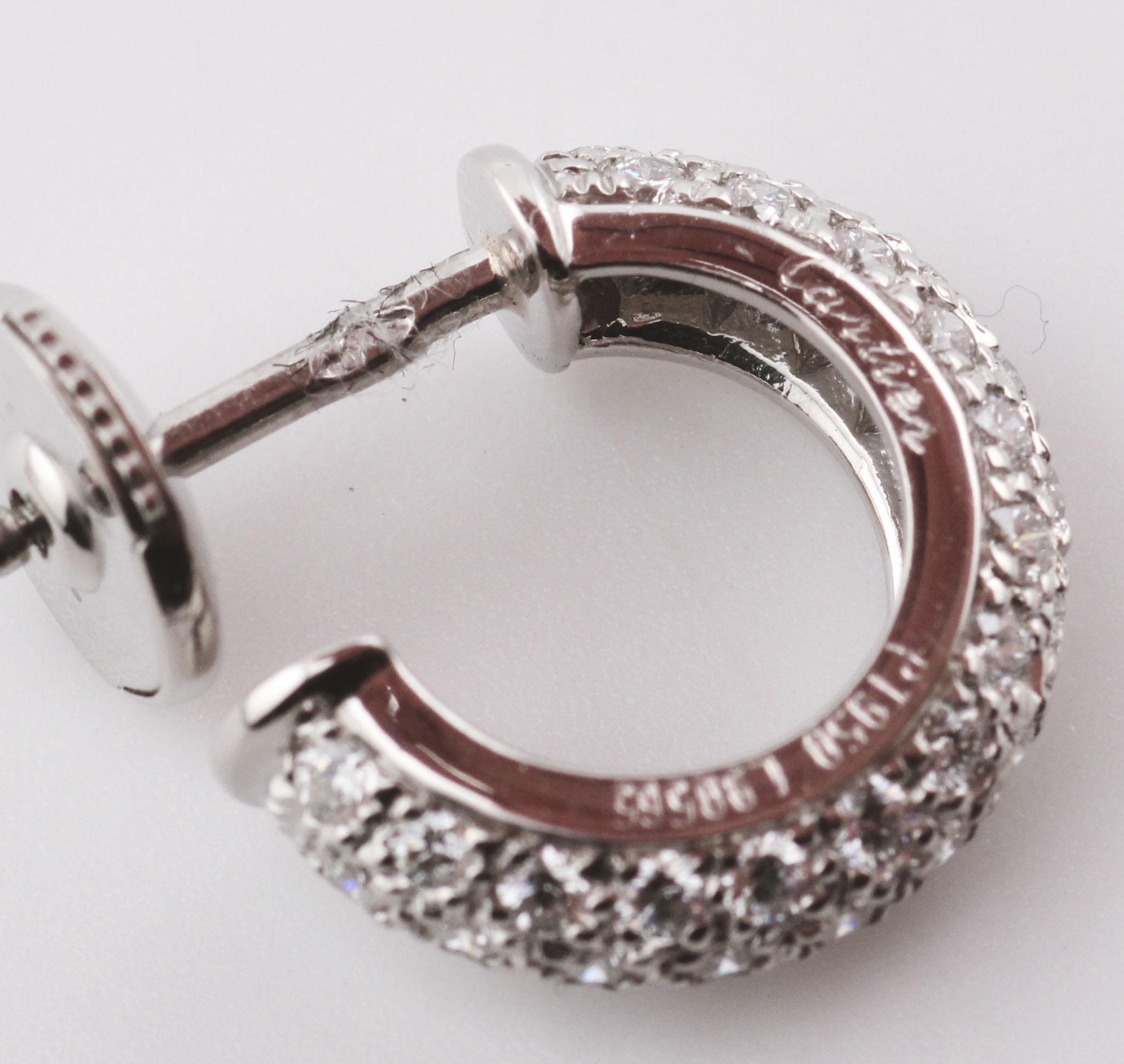 Pendientes de aro Cartier Mimi Diamante Platino en venta 4