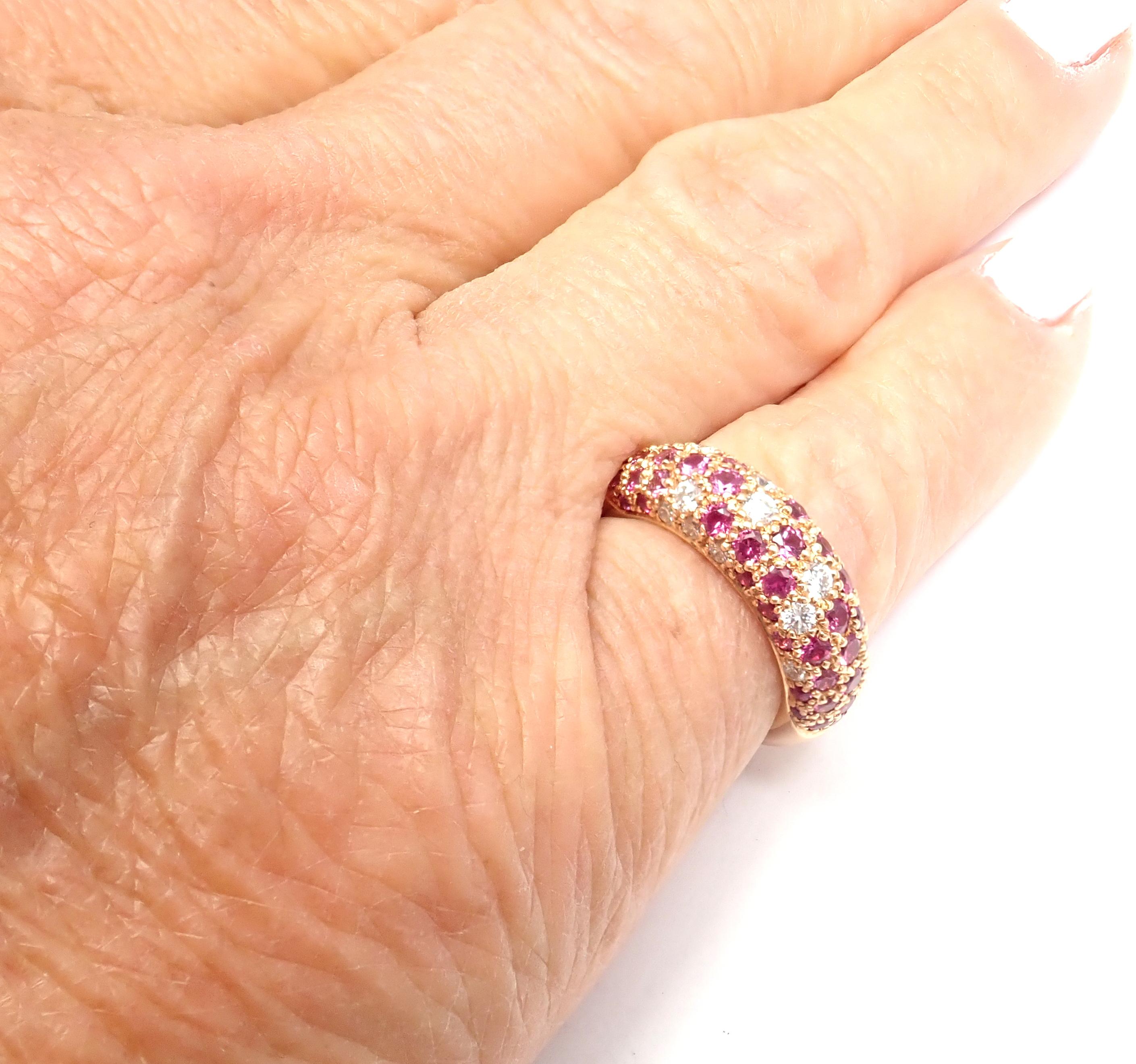 Brilliant Cut Cartier Mimi Diamond Ruby Rose Gold Band Ring
