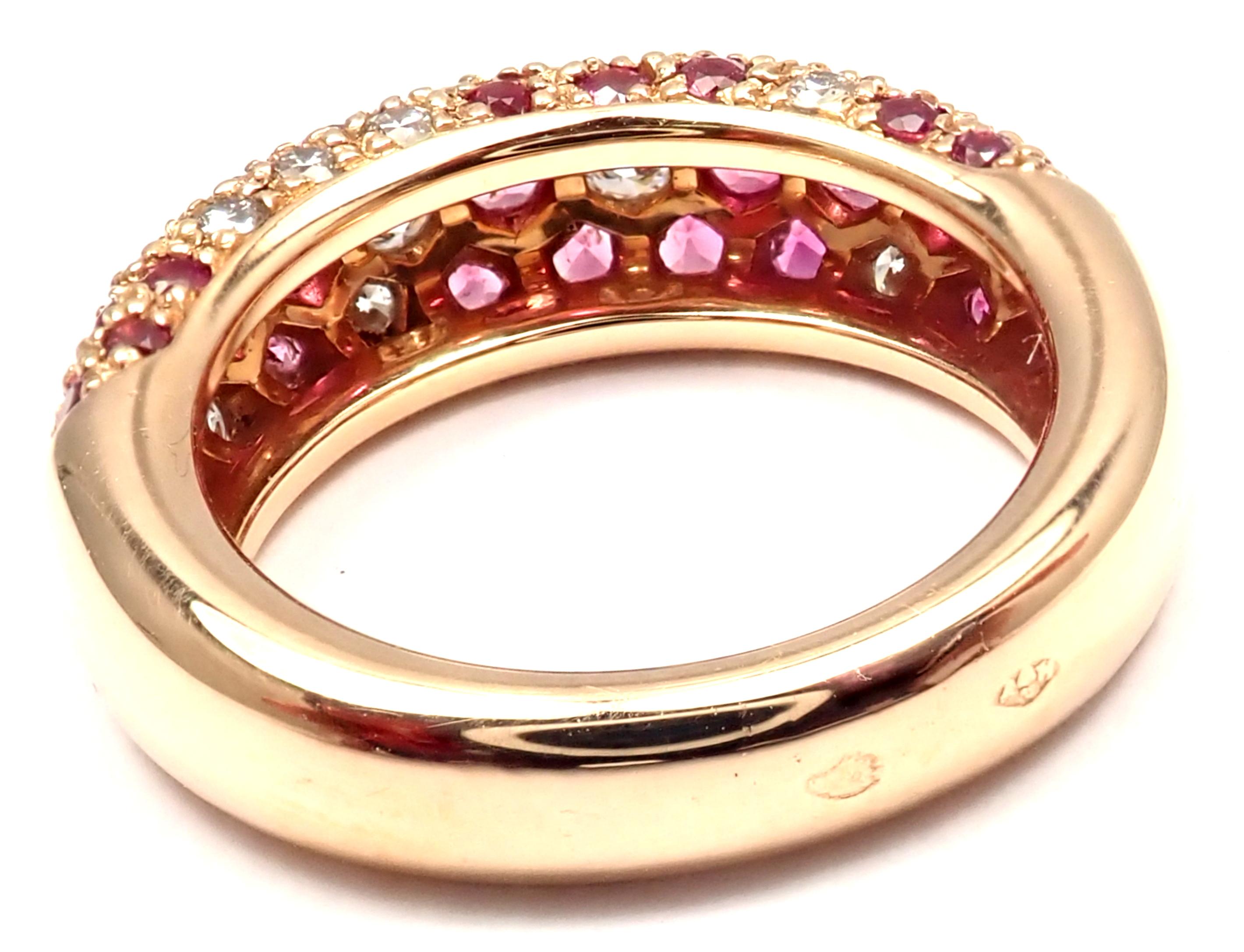 Women's or Men's Cartier Mimi Diamond Ruby Rose Gold Band Ring