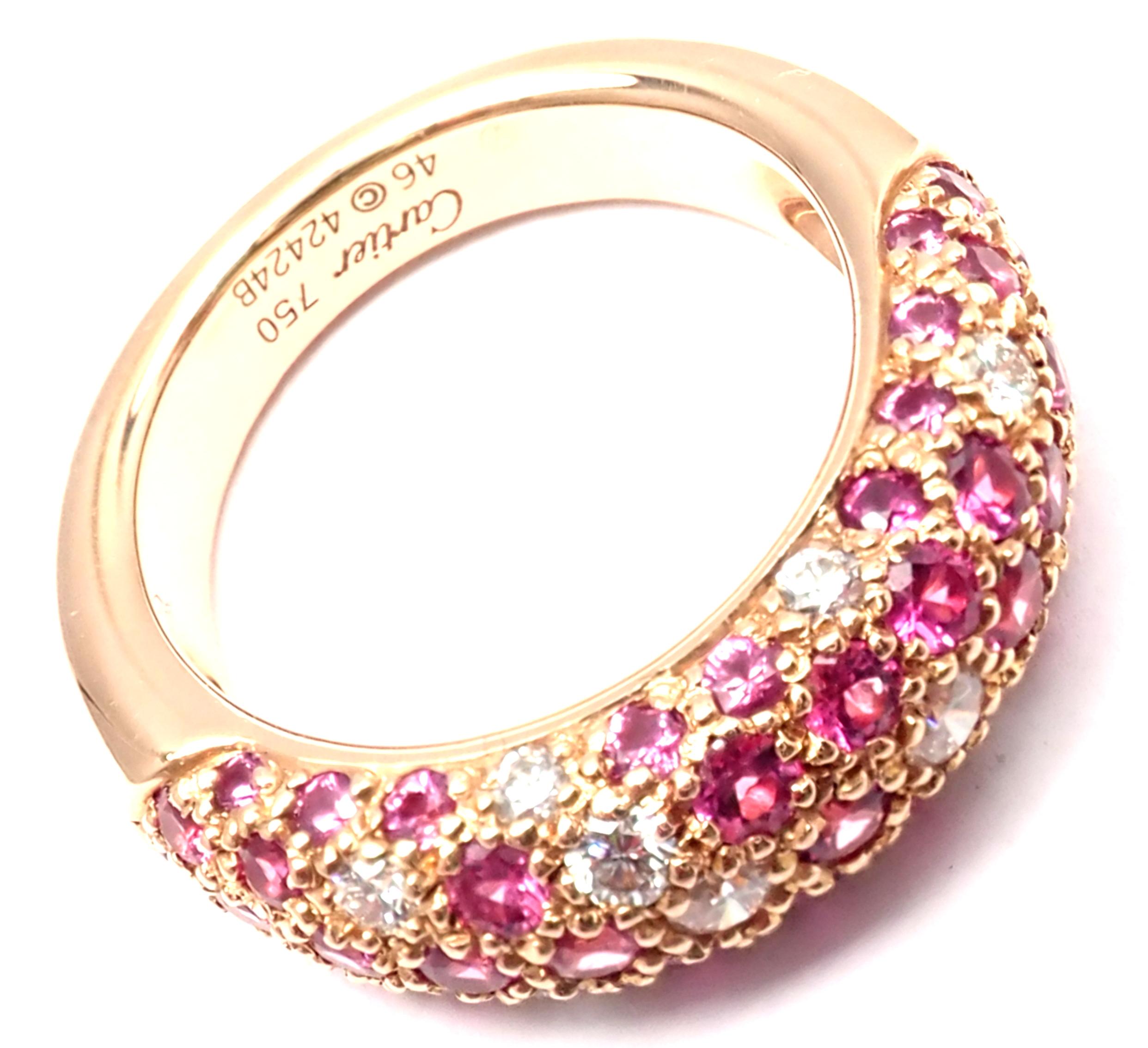 Cartier Mimi Diamond Ruby Rose Gold Band Ring 1