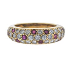 Cartier Mimi Gold Diamond Ruby Half Band Ring