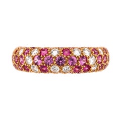 Cartier Mimi Pave Band Ring 18k Rose Gold with Sapphires and Diamonds