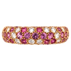 Cartier Mimi Pave Band Ring 18k Rose Gold with Sapphires and Diamonds