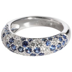 Cartier Mimi Sapphire and Diamond Pave Dome Ring in 18 Karat White Gold